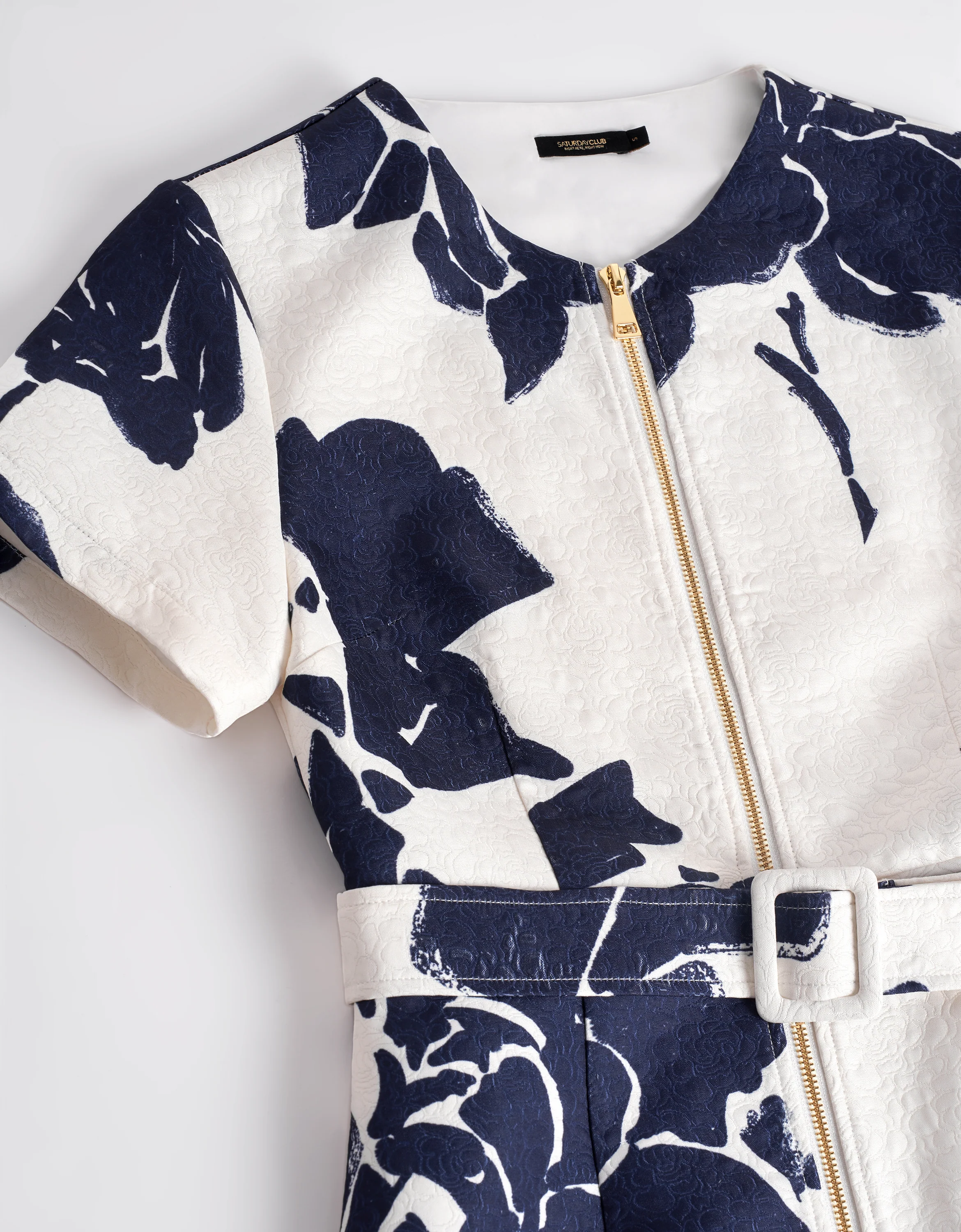 Floral Print Short Sleeve Zip Up Dress - Image 6