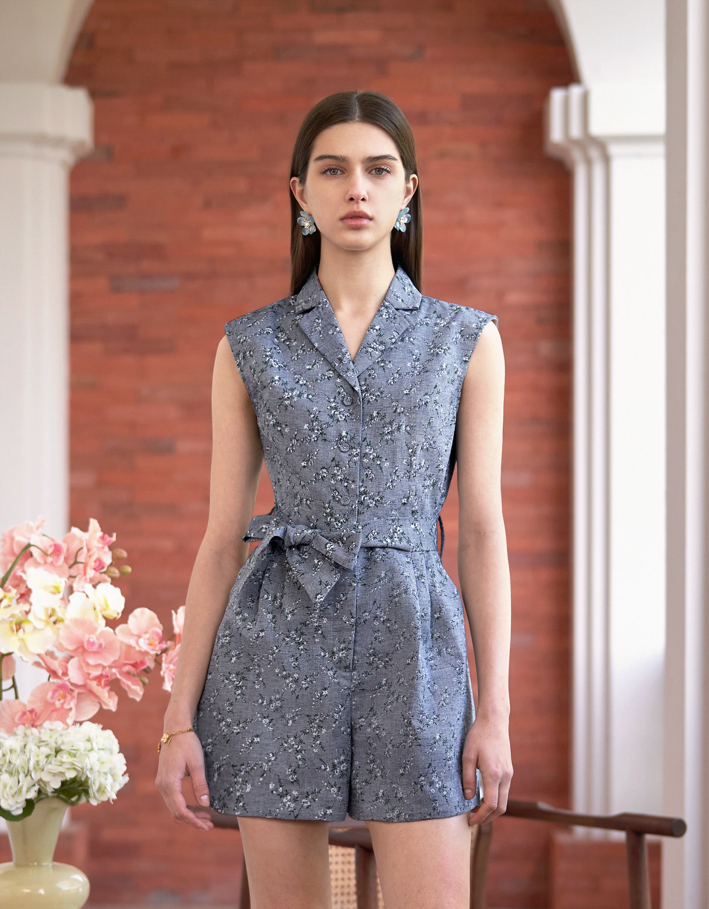 Floral Print Sleeveless Romper - Image 7