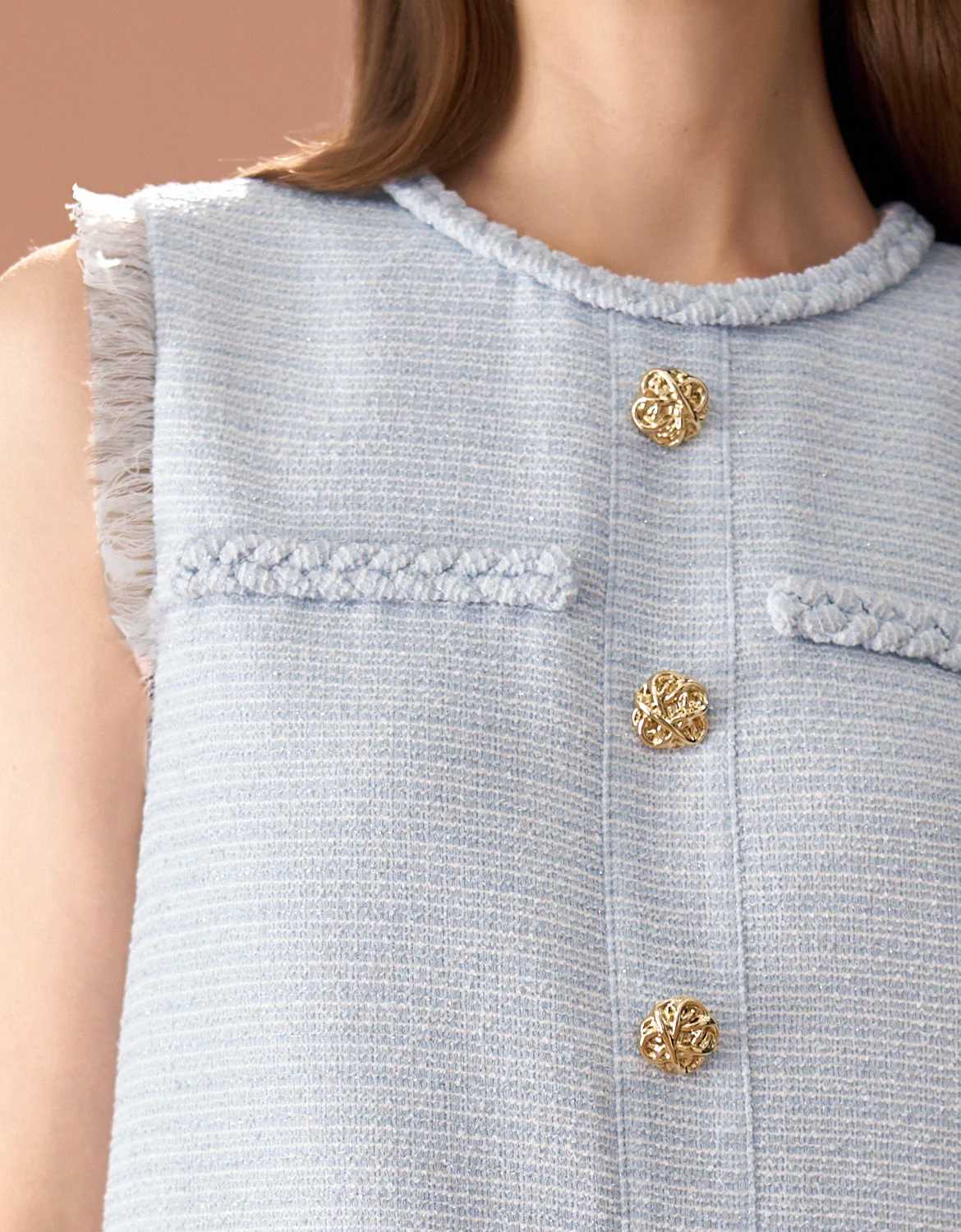 Fringe Trims Braided Detail Tweed Dress - Image 6