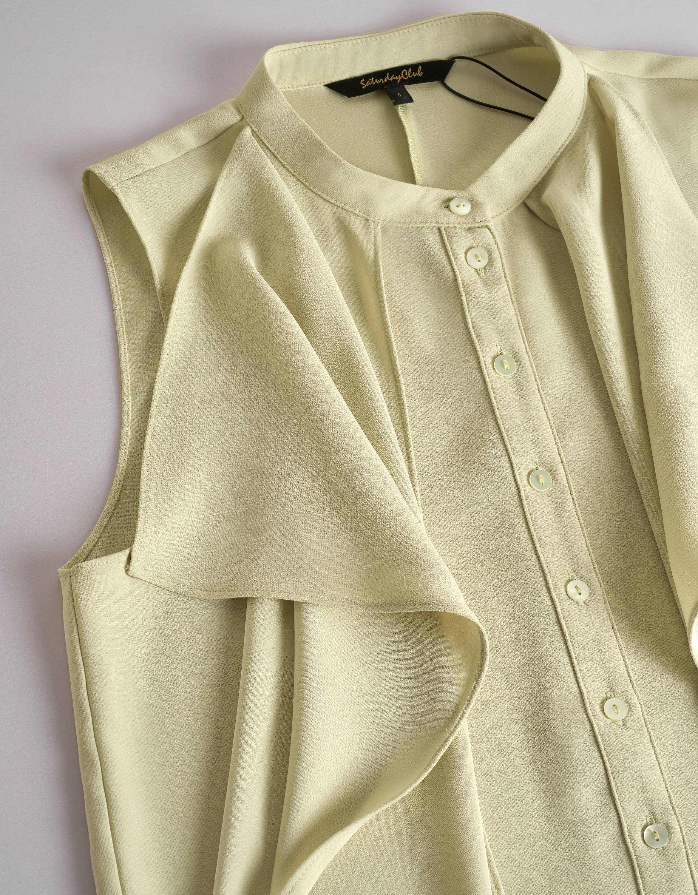 Front Ruffle Stand Collar Top - Image 12