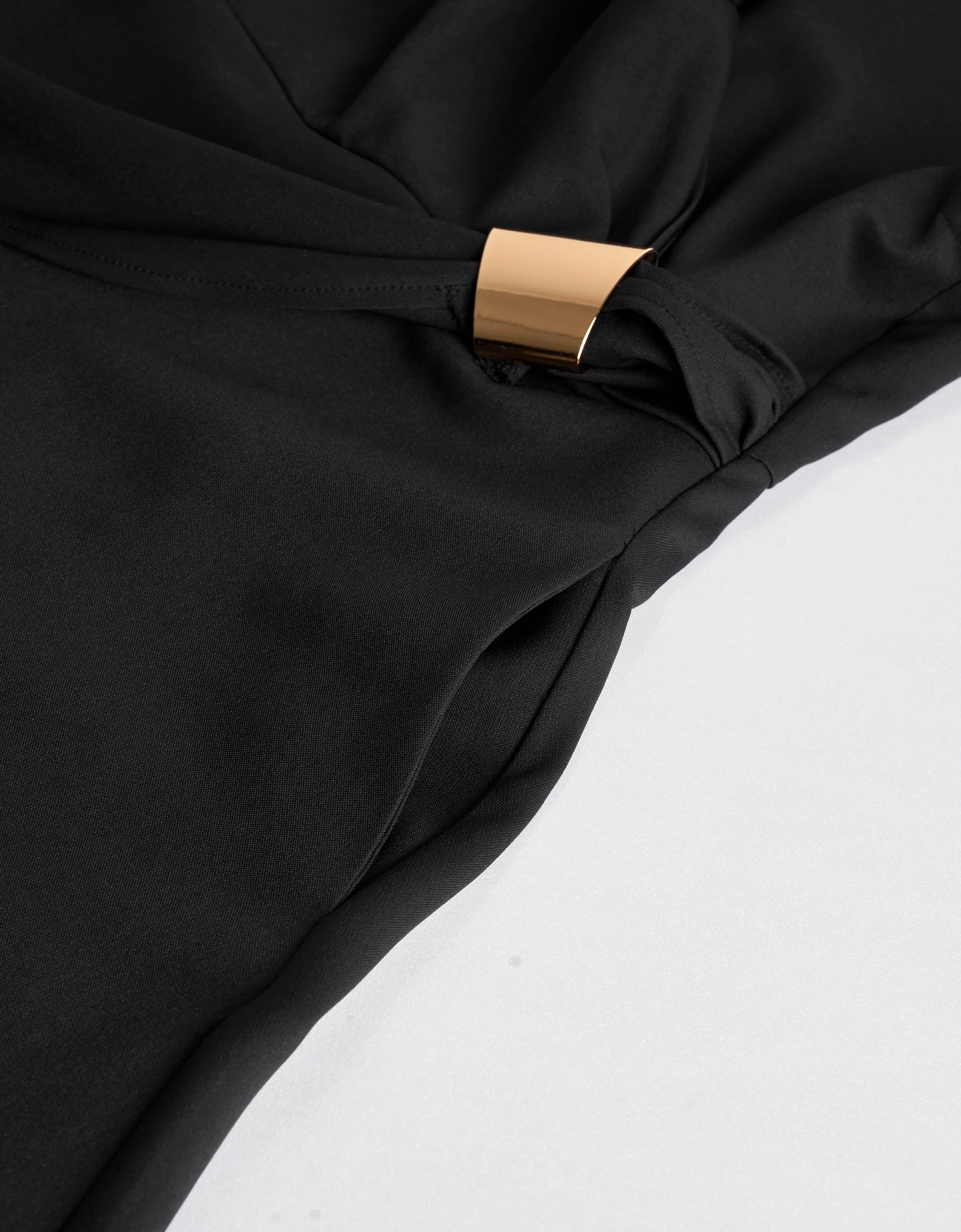 Gathered Waist Buckle V-neck Midi Dress - Image 5