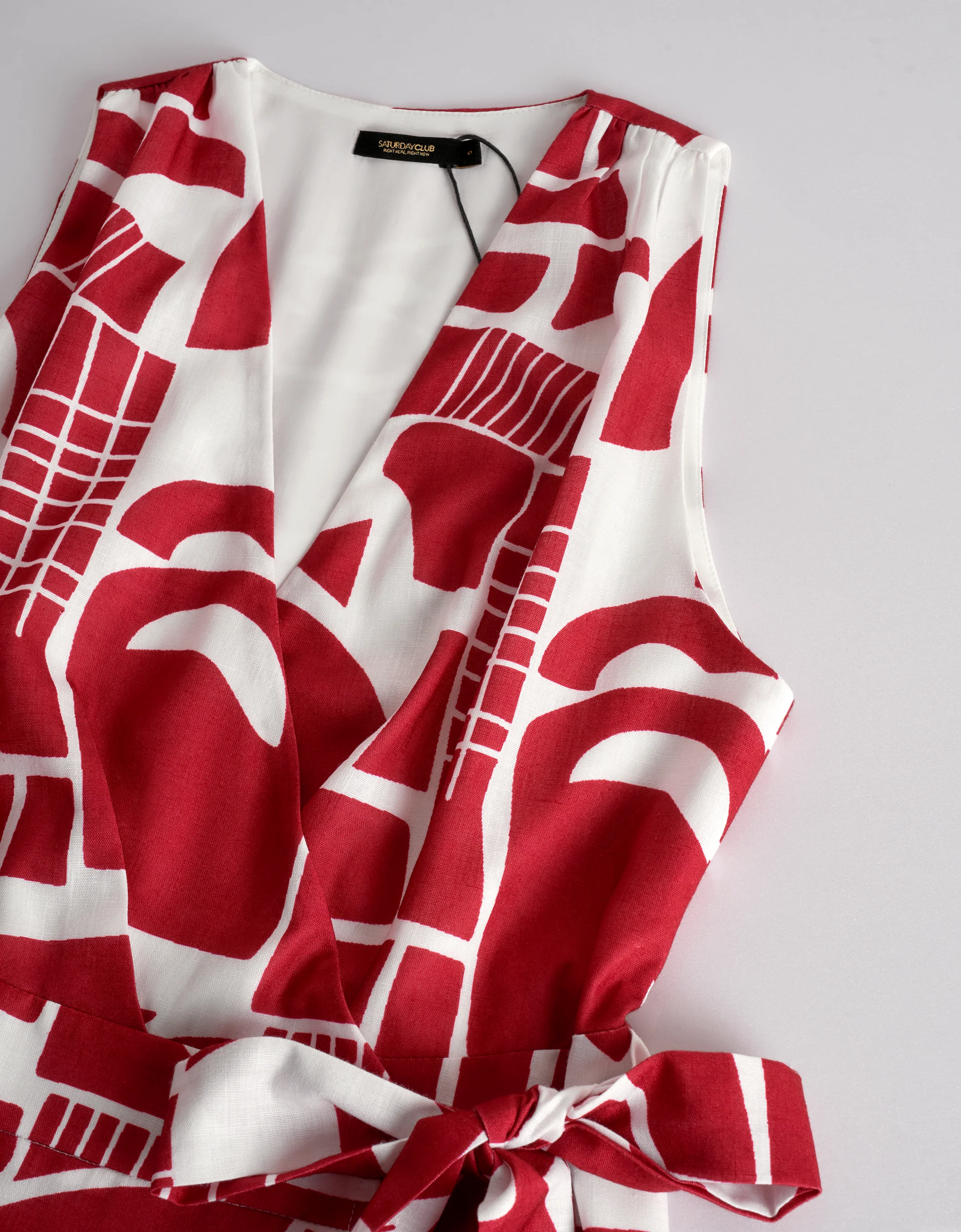 Geometric Art Print V-neck Wrap Midi Dress - Image 5