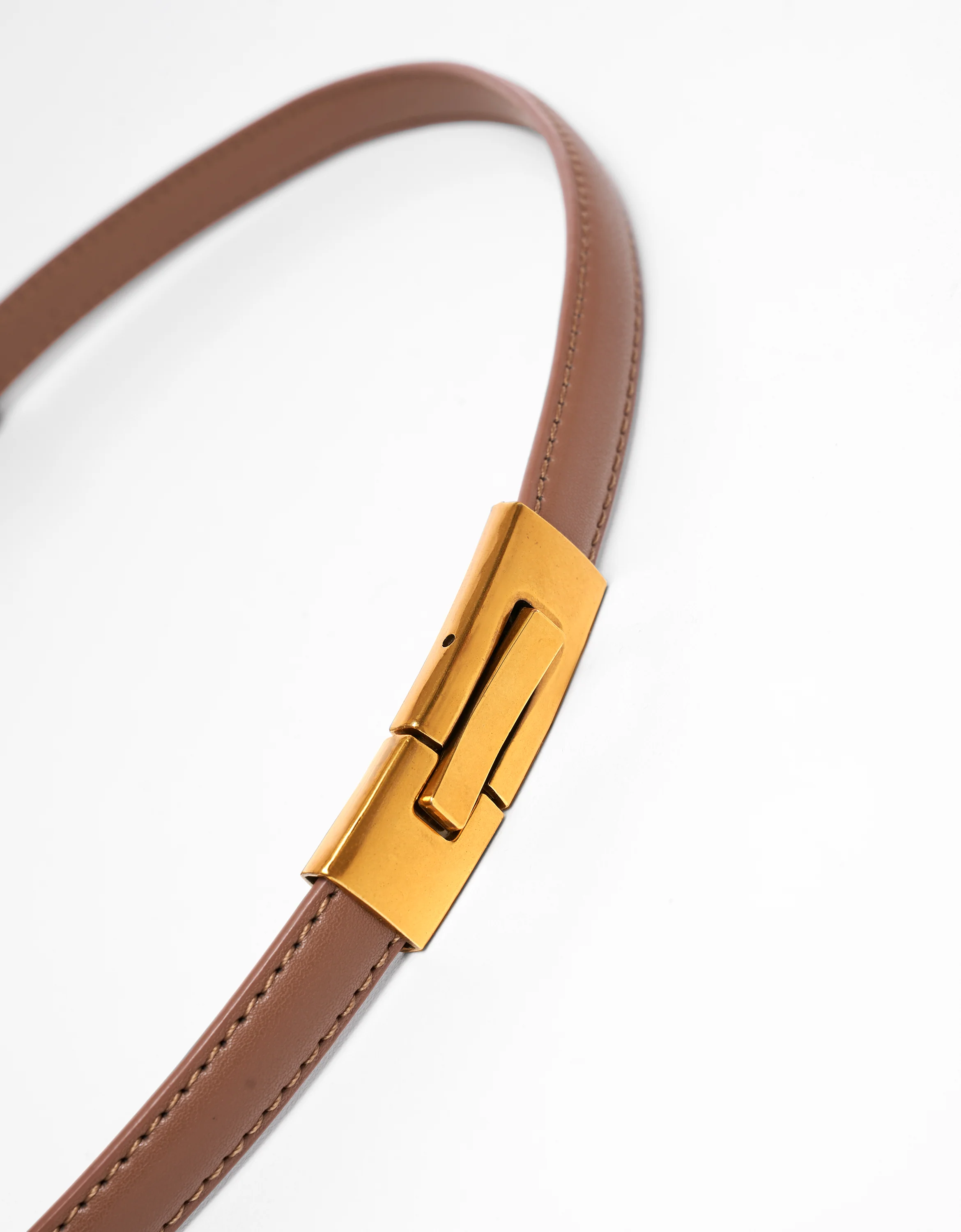 Gold-tone Buckle Leather Belt - Image 5