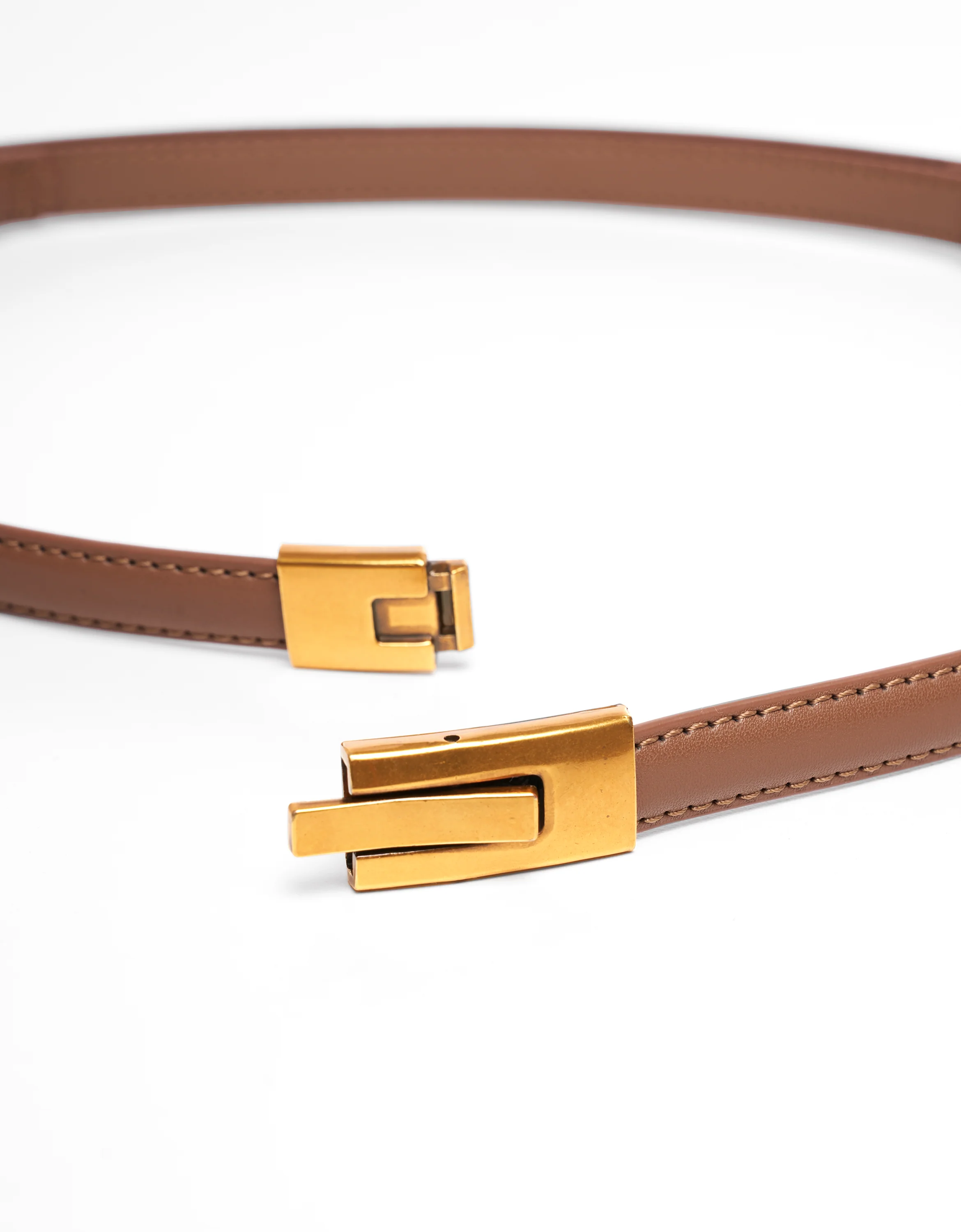 Gold-tone Buckle Leather Belt - Image 6