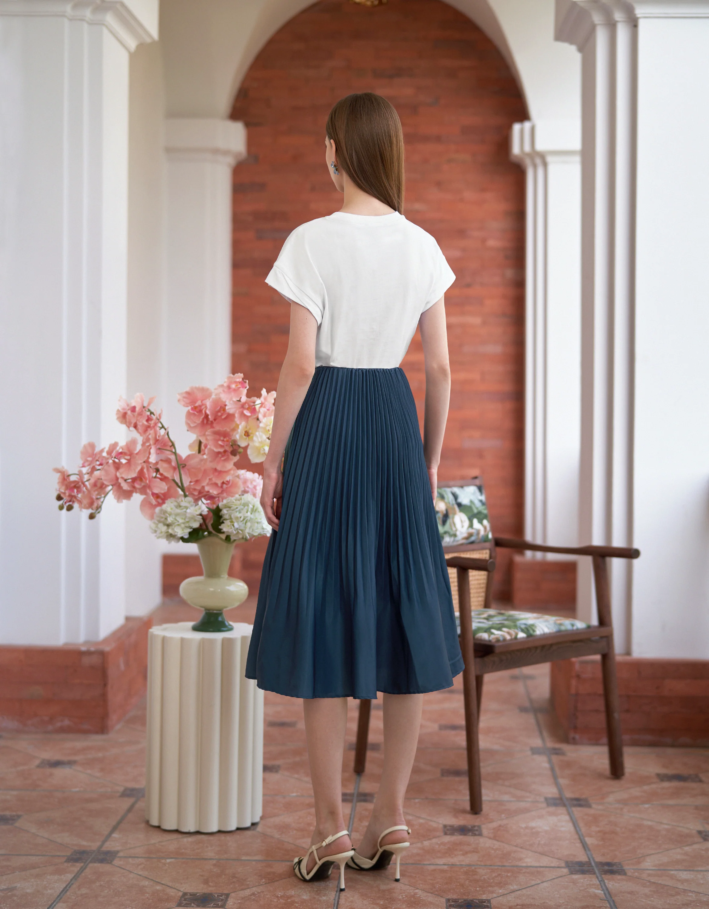Gradient Print Pleated Midi Skirt - Image 11