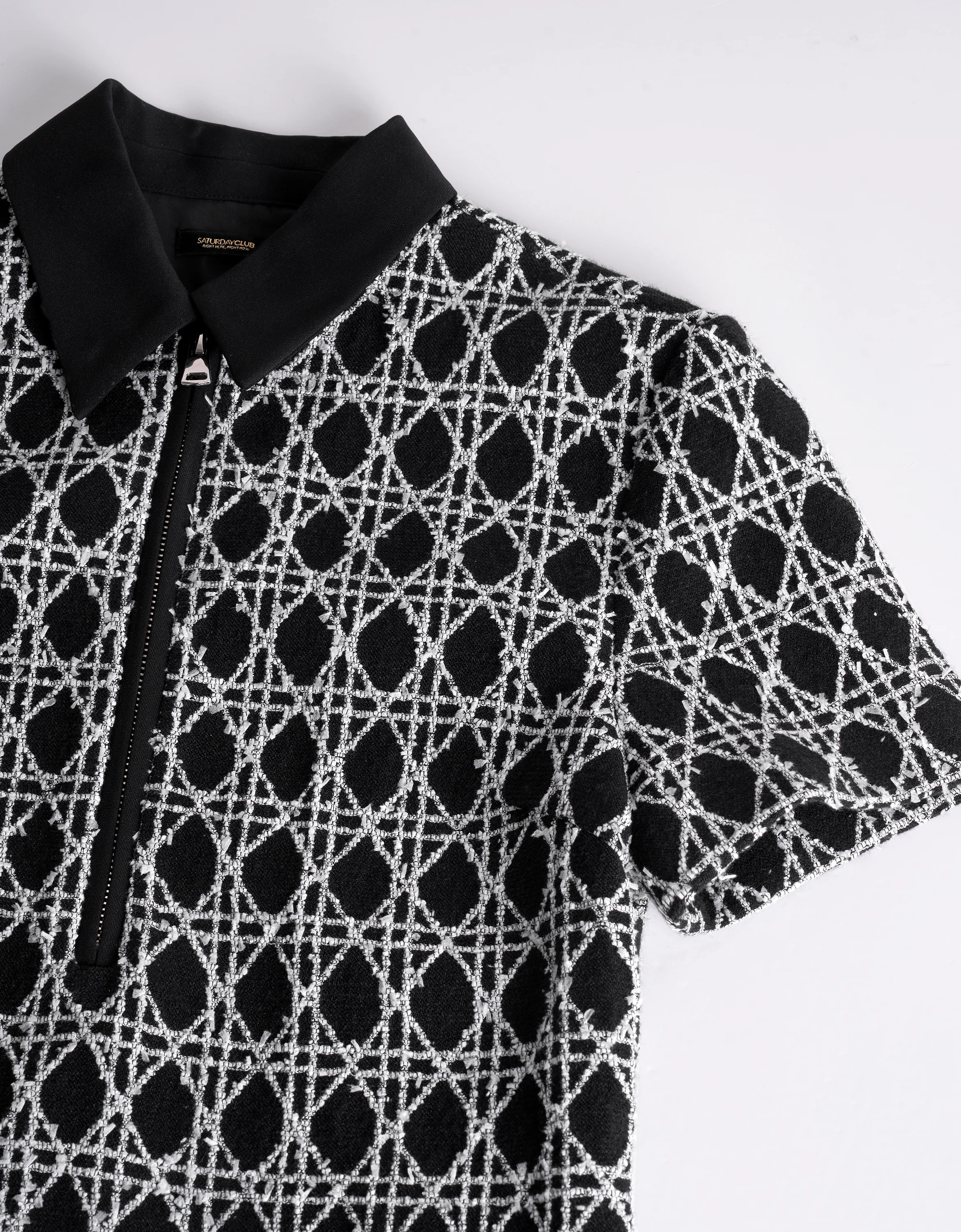 Half Zip Front Short Sleeve Checkered Dress - Image 8