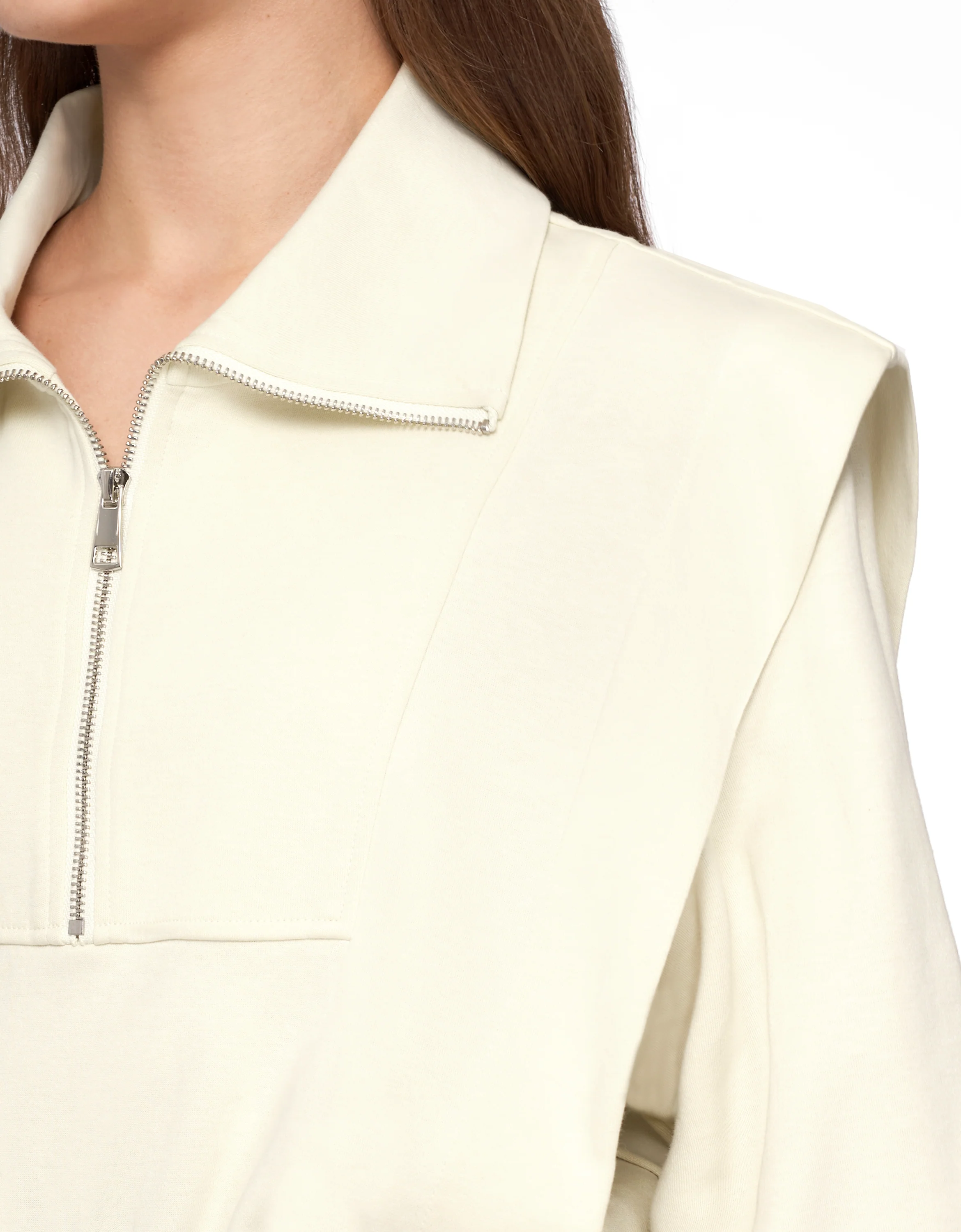 Half Zip Long Sleeve Cropped Top - Image 4