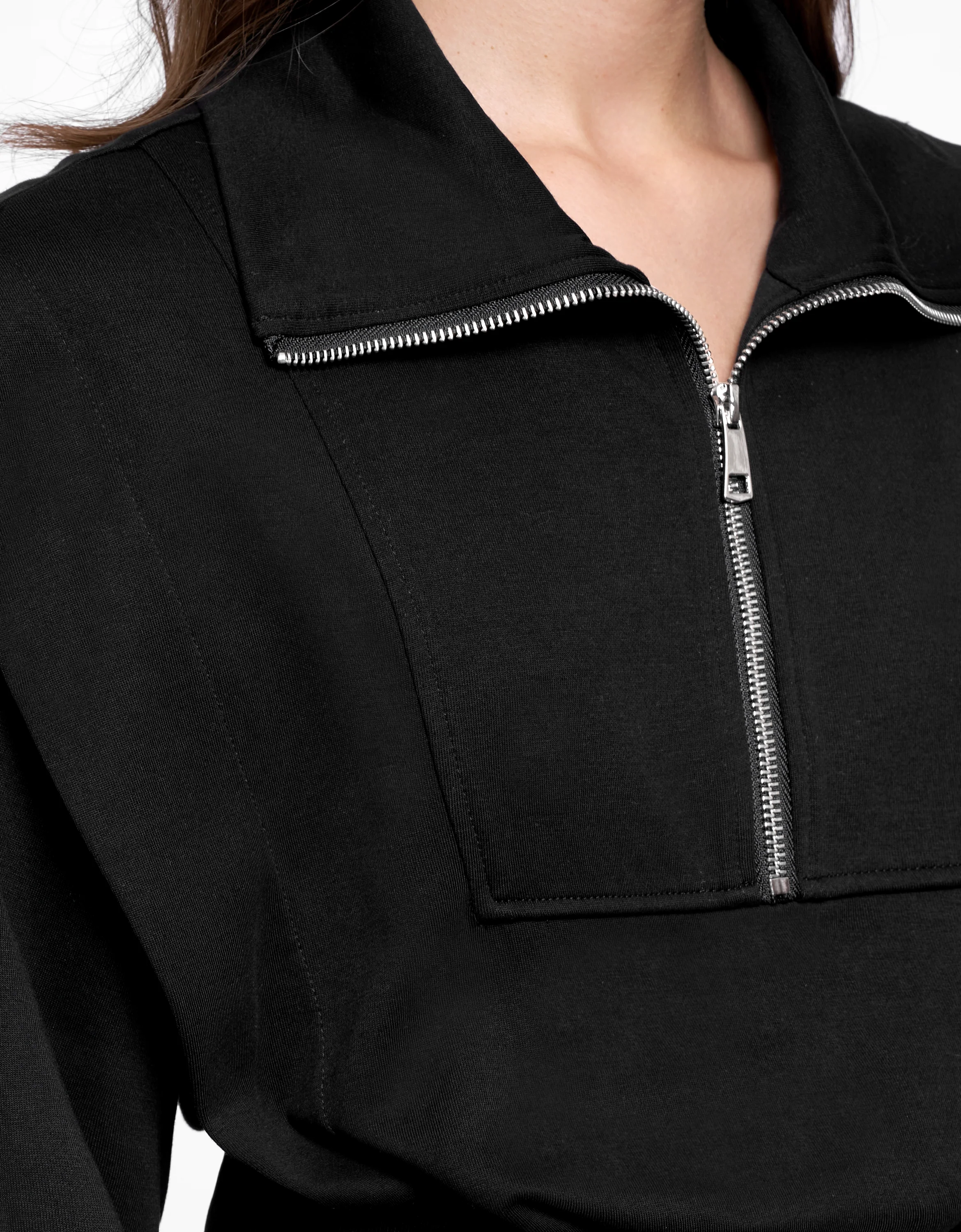 Half Zip Long Sleeve Cropped Top - Image 8