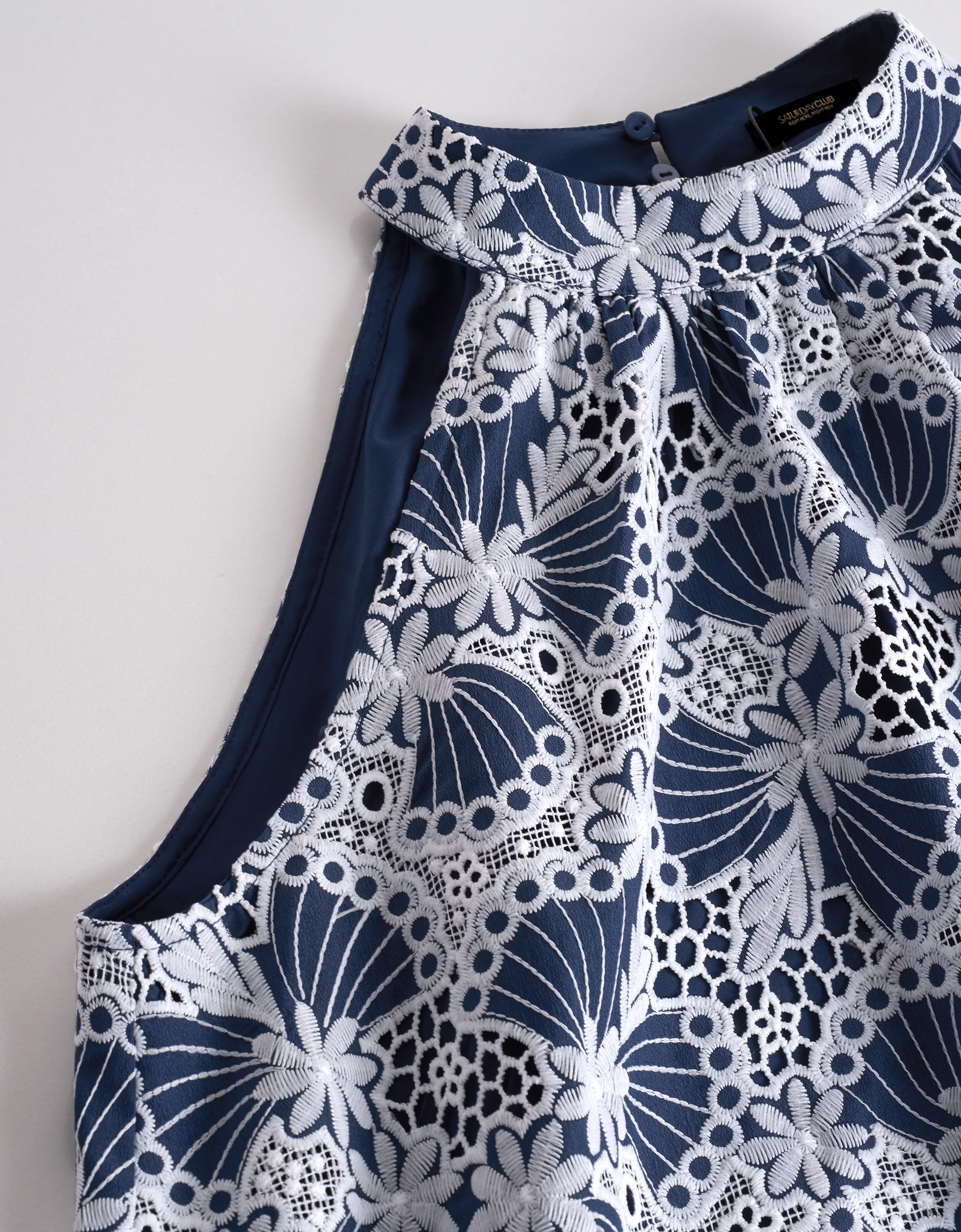 Halterneck Ruffled Hem Embroidered Dress - Image 6
