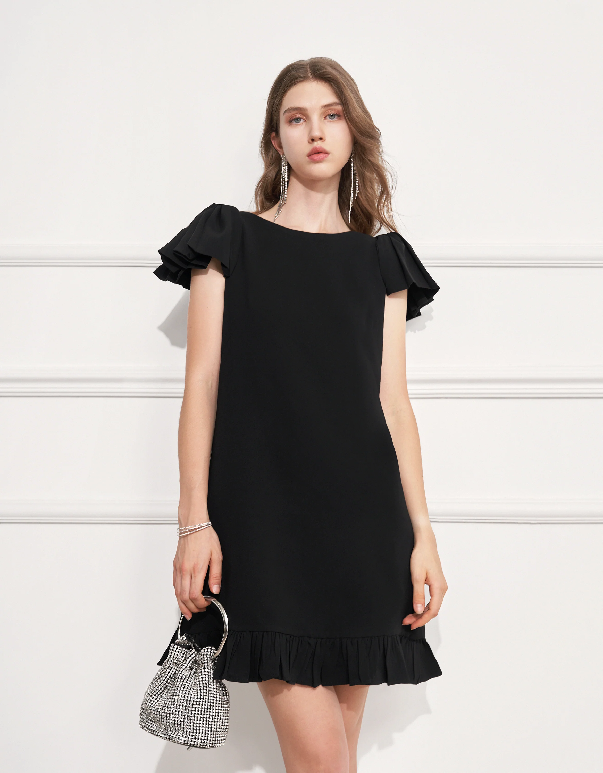 High-grade Acetate Shoulder Bow Dress - Image 17