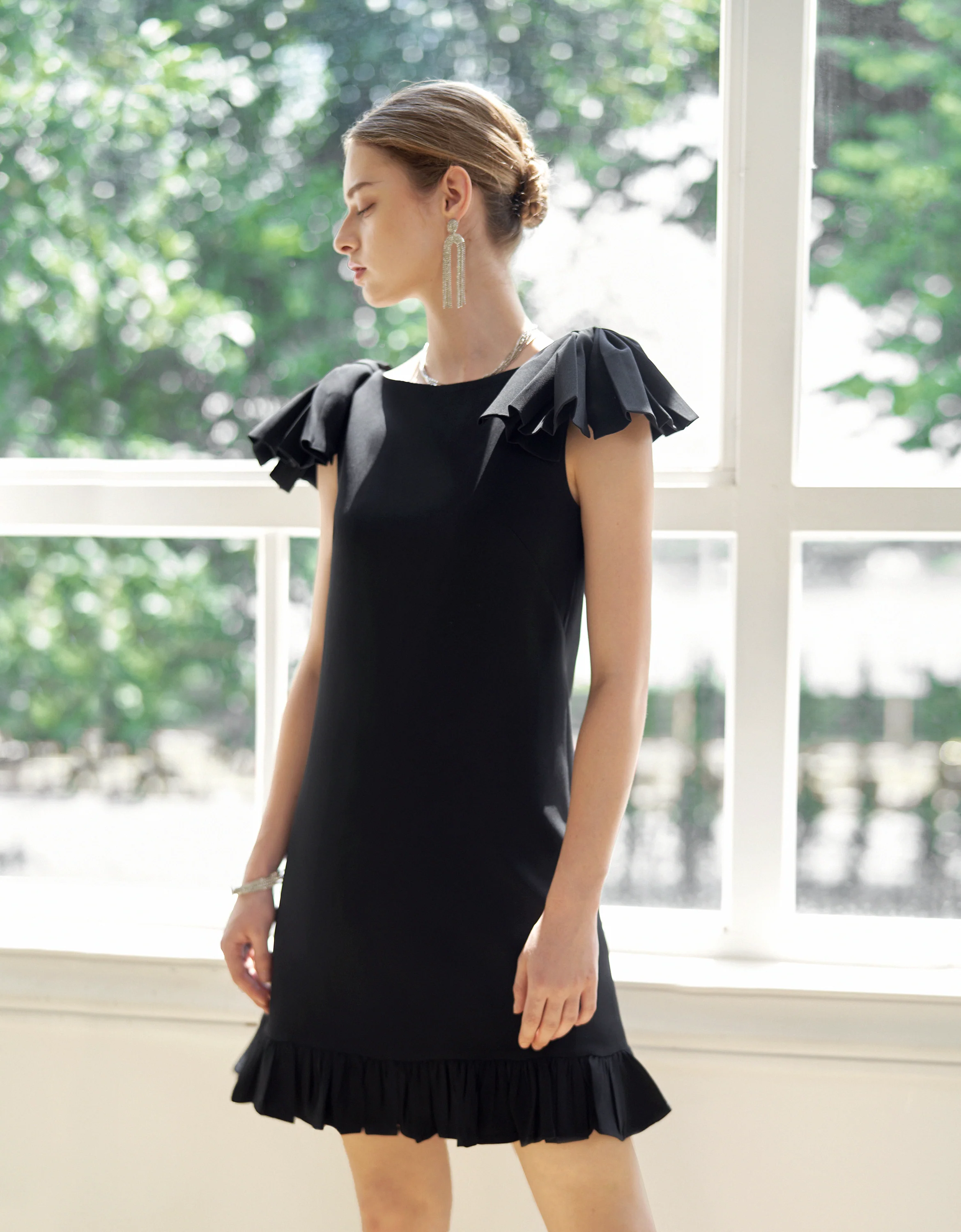 High-grade Acetate Shoulder Bow Dress - Image 18