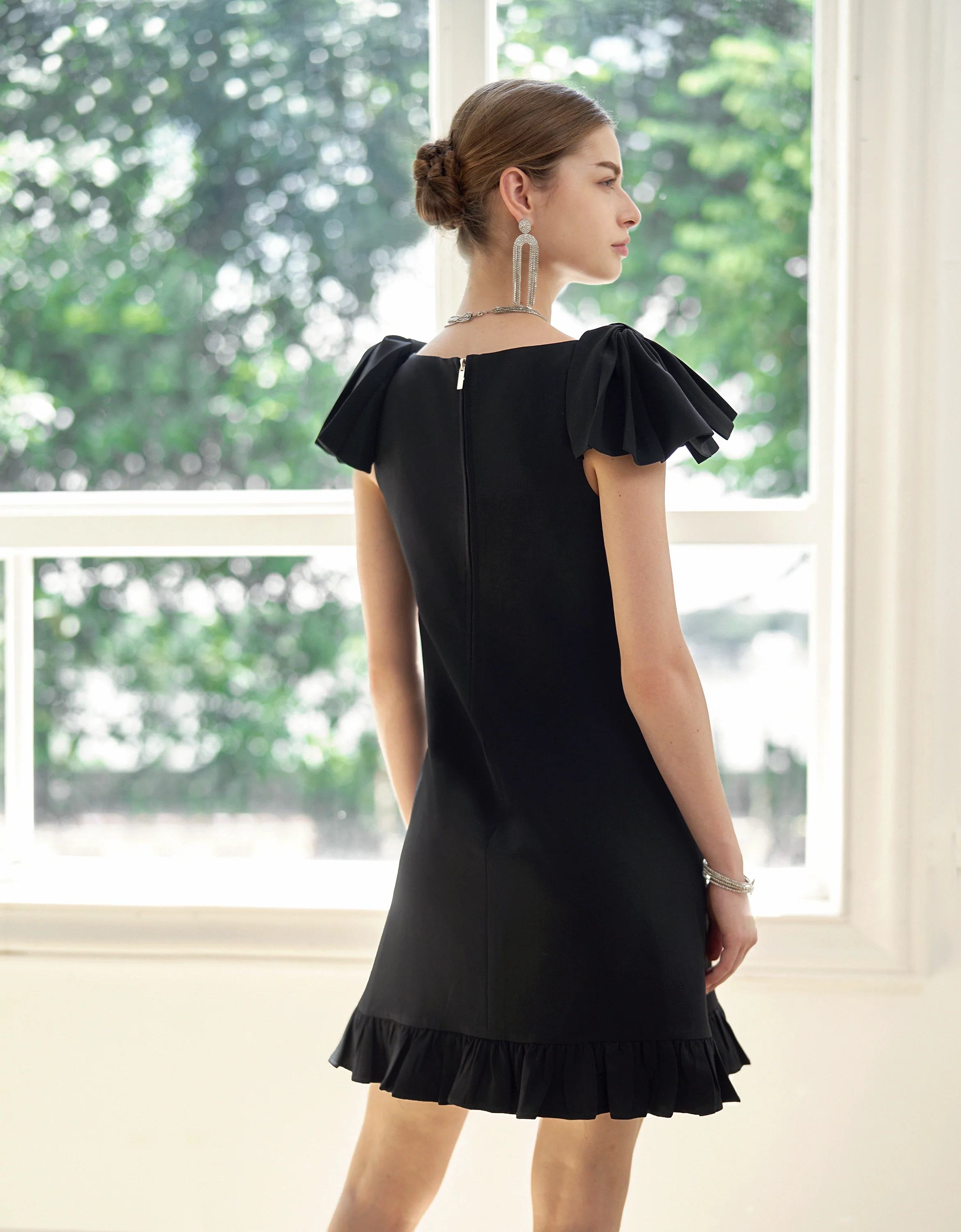 High-grade Acetate Shoulder Bow Dress - Image 21