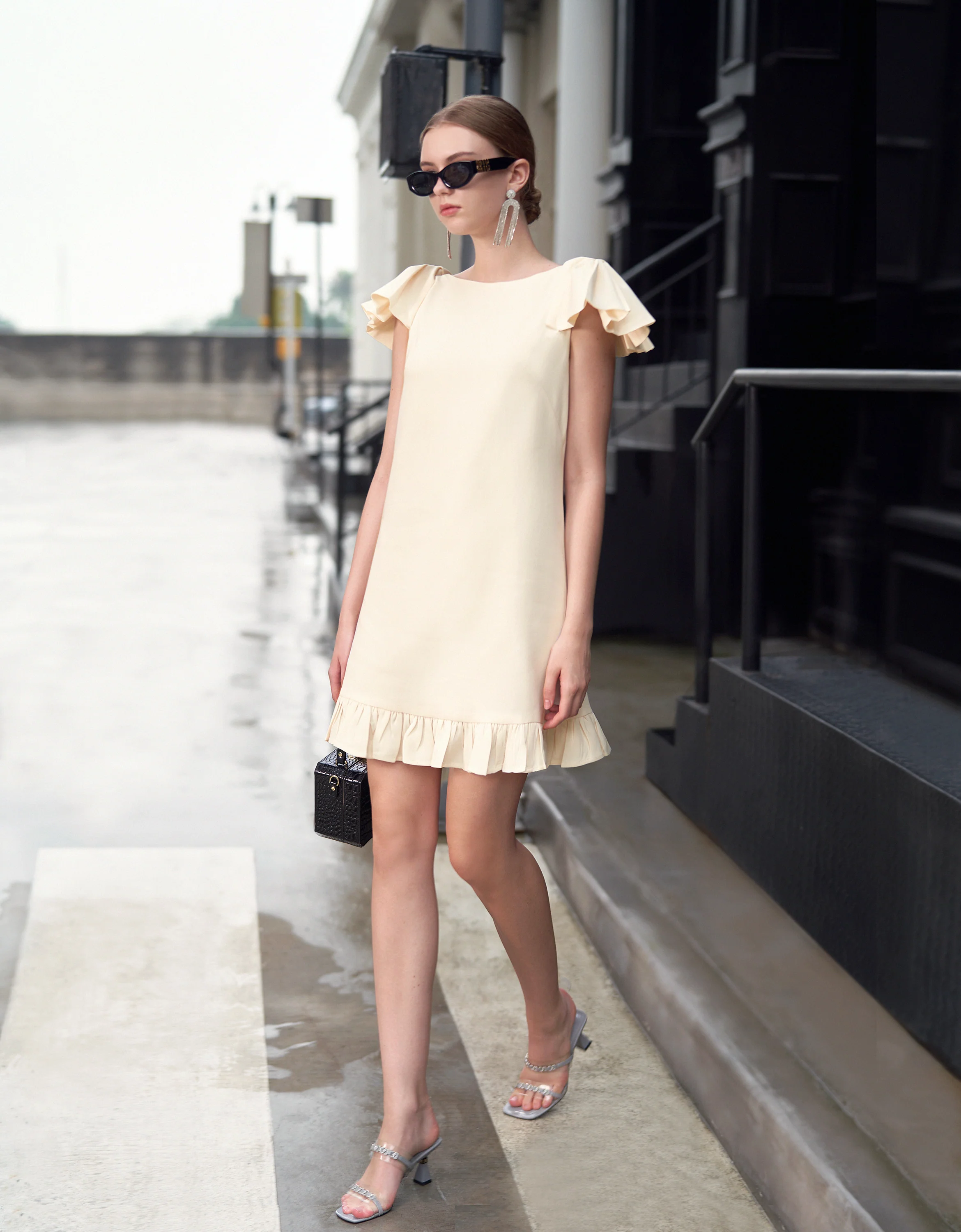 High-grade Acetate Shoulder Bow Dress - Image 6