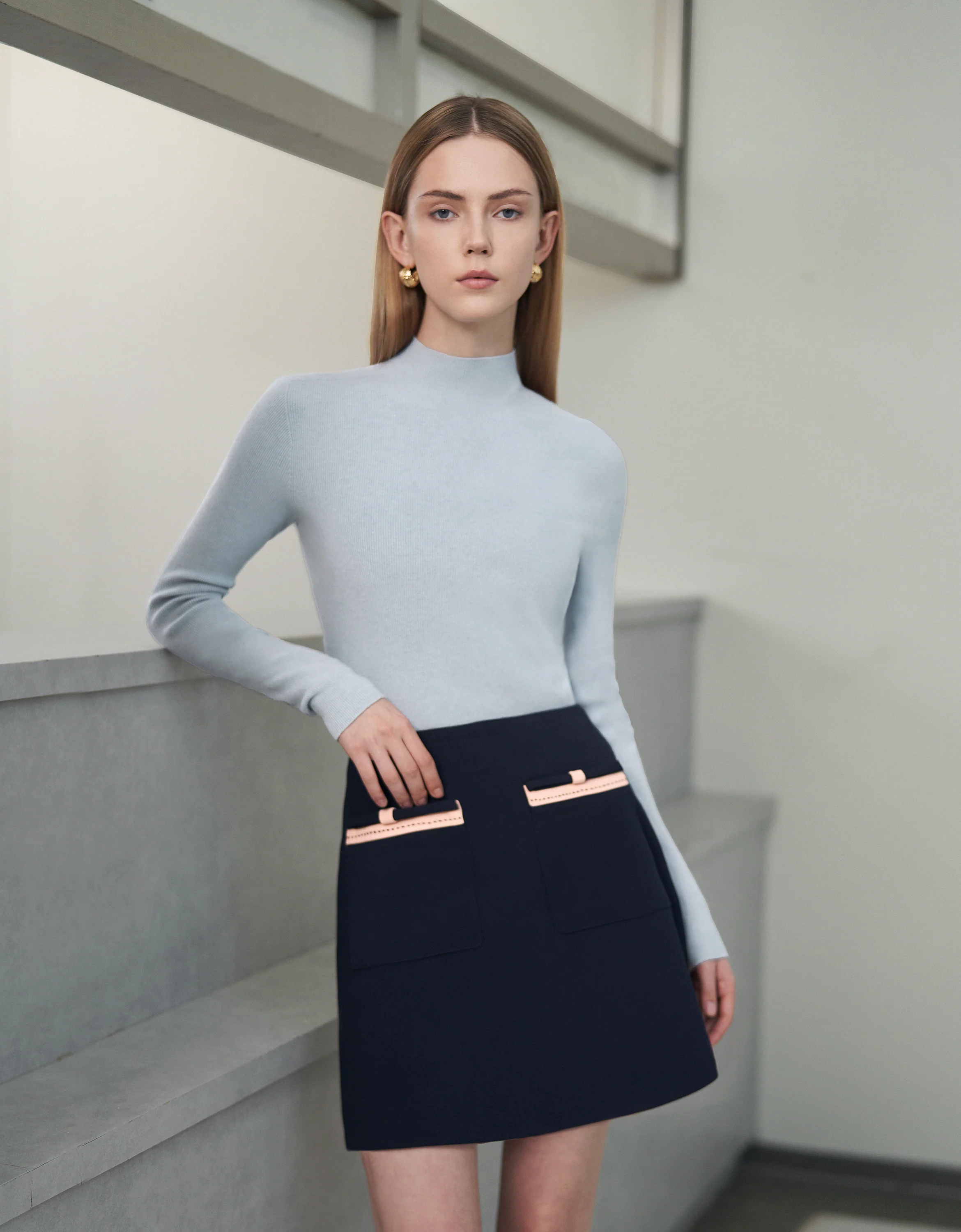 High Neck Long Sleeve Knit Top - Image 11