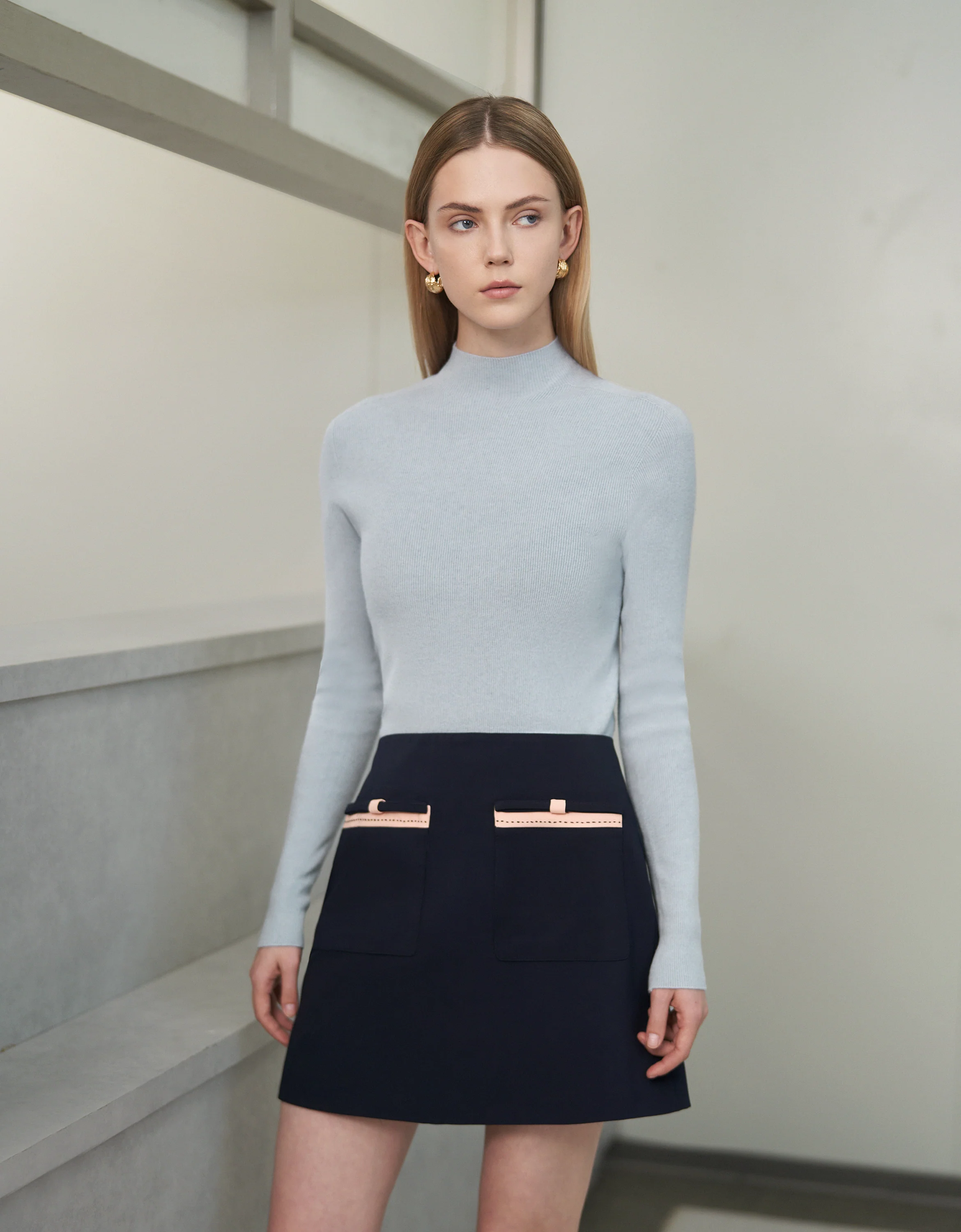 High Neck Long Sleeve Knit Top - Image 12