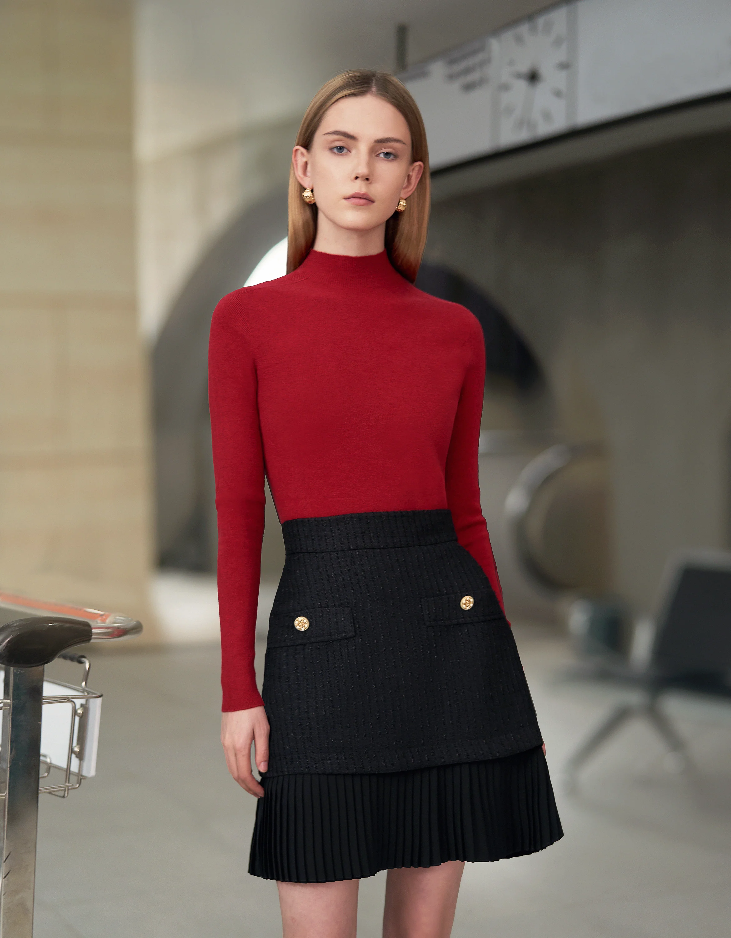 High Neck Long Sleeve Knit Top - Image 25