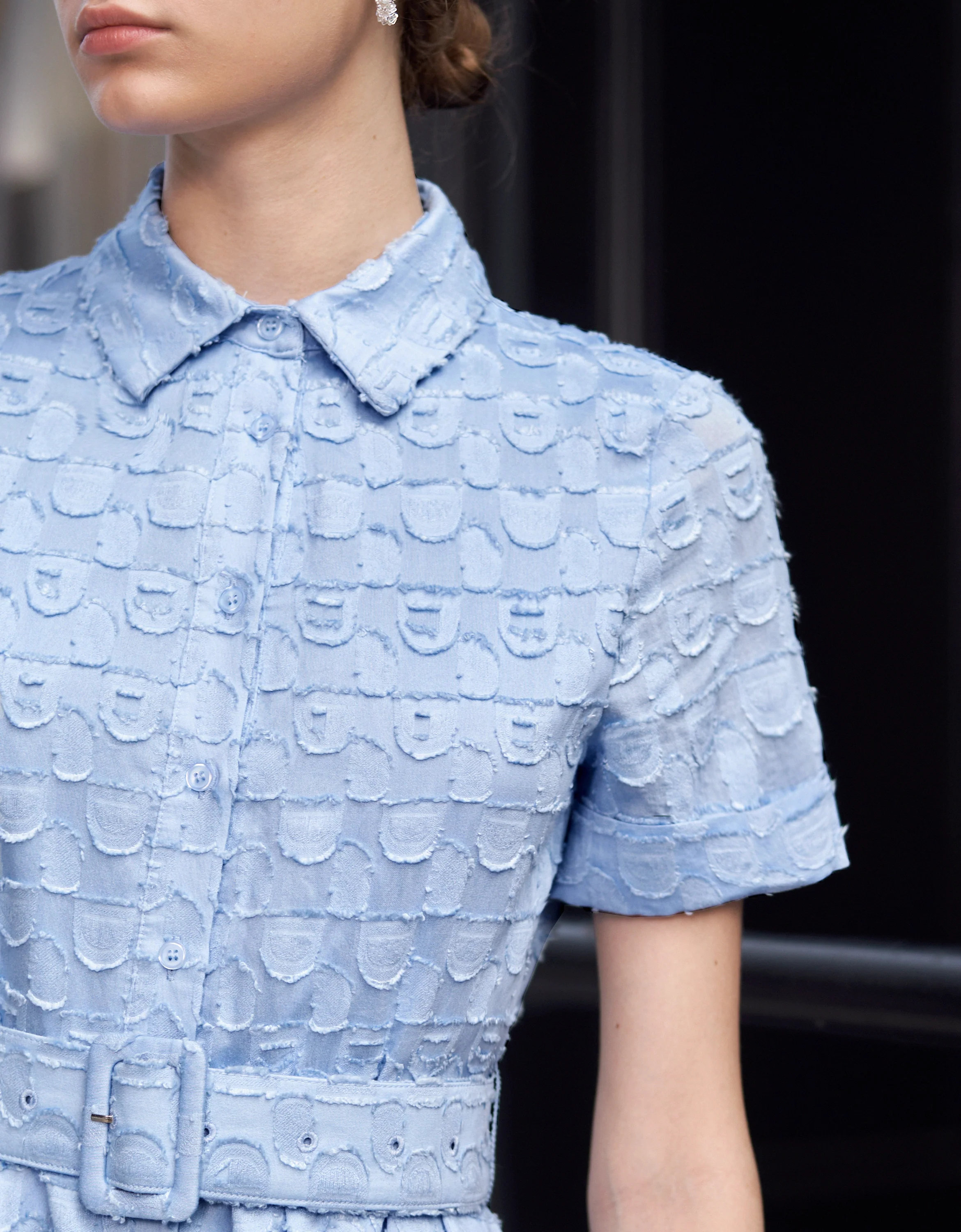 Jacquard Midi Belted Shirt Dress - Image 5