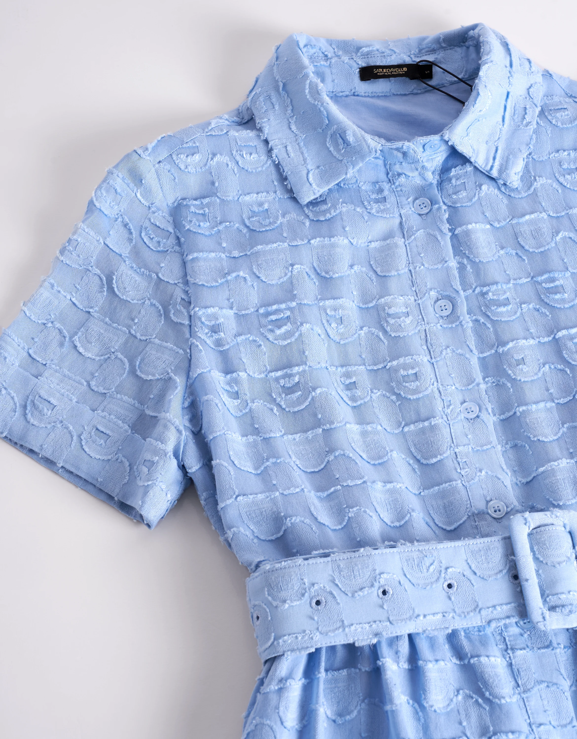 Jacquard Midi Belted Shirt Dress - Image 6