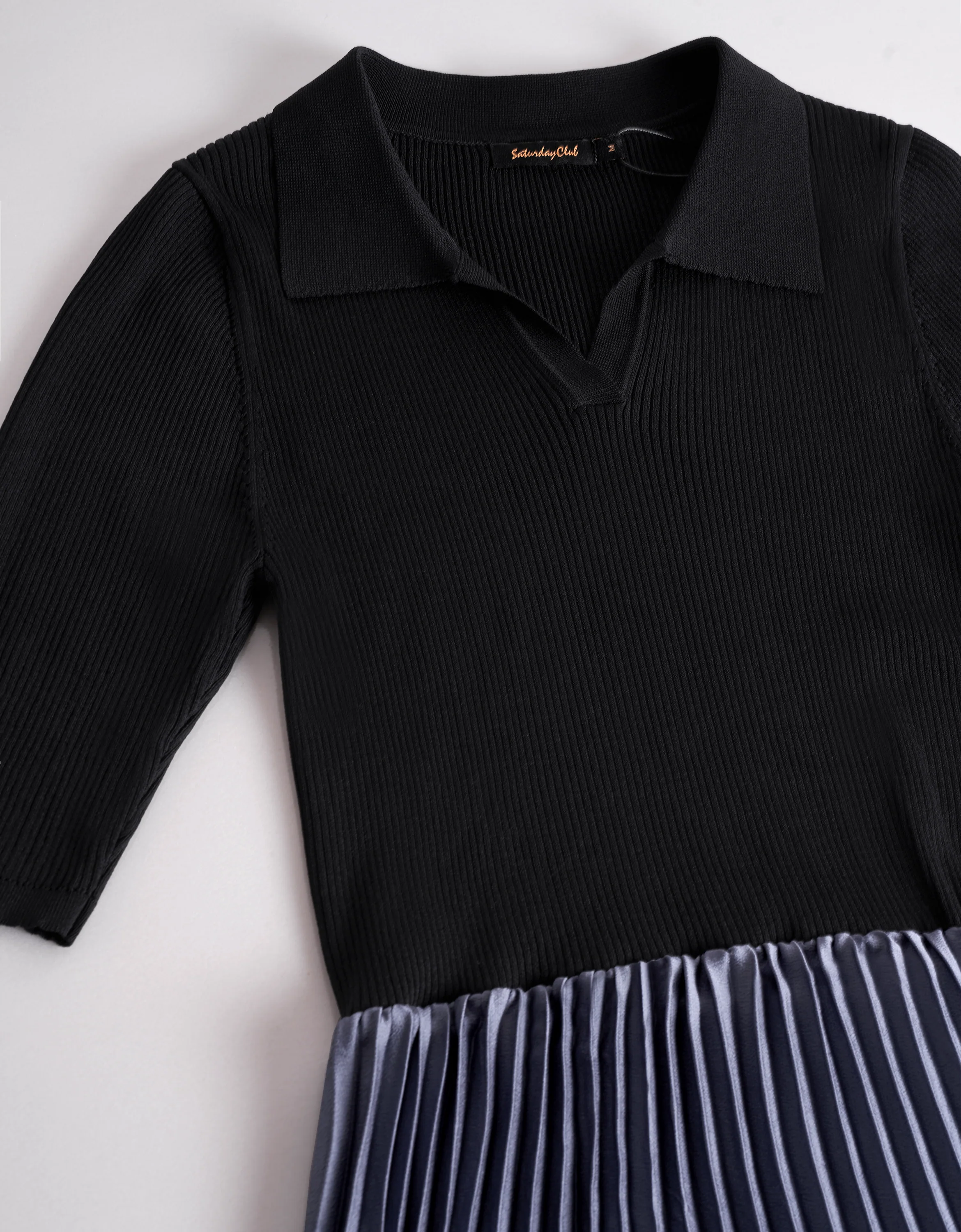 Knit Top Pleated Skirt Midi Dress - Image 5