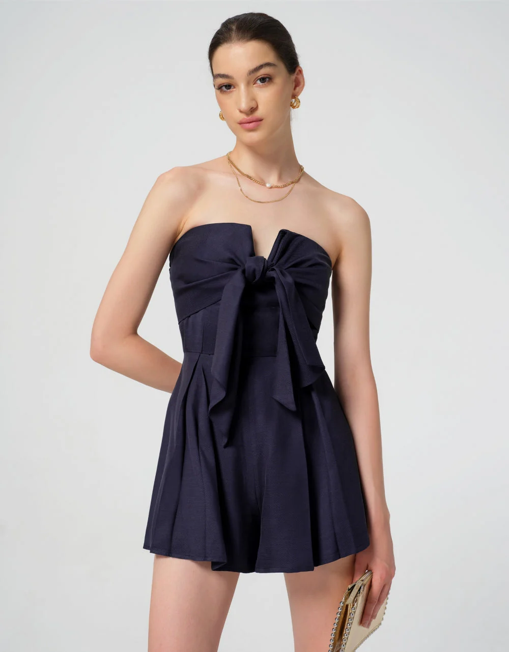 Knot Front Strapless Romper - Image 4
