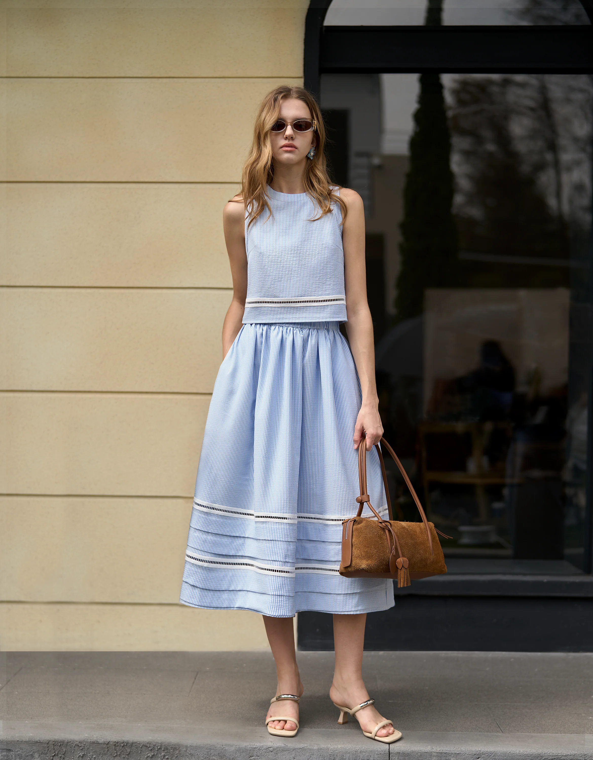 Lace Insert Striped Sleeveless Top - Image 12