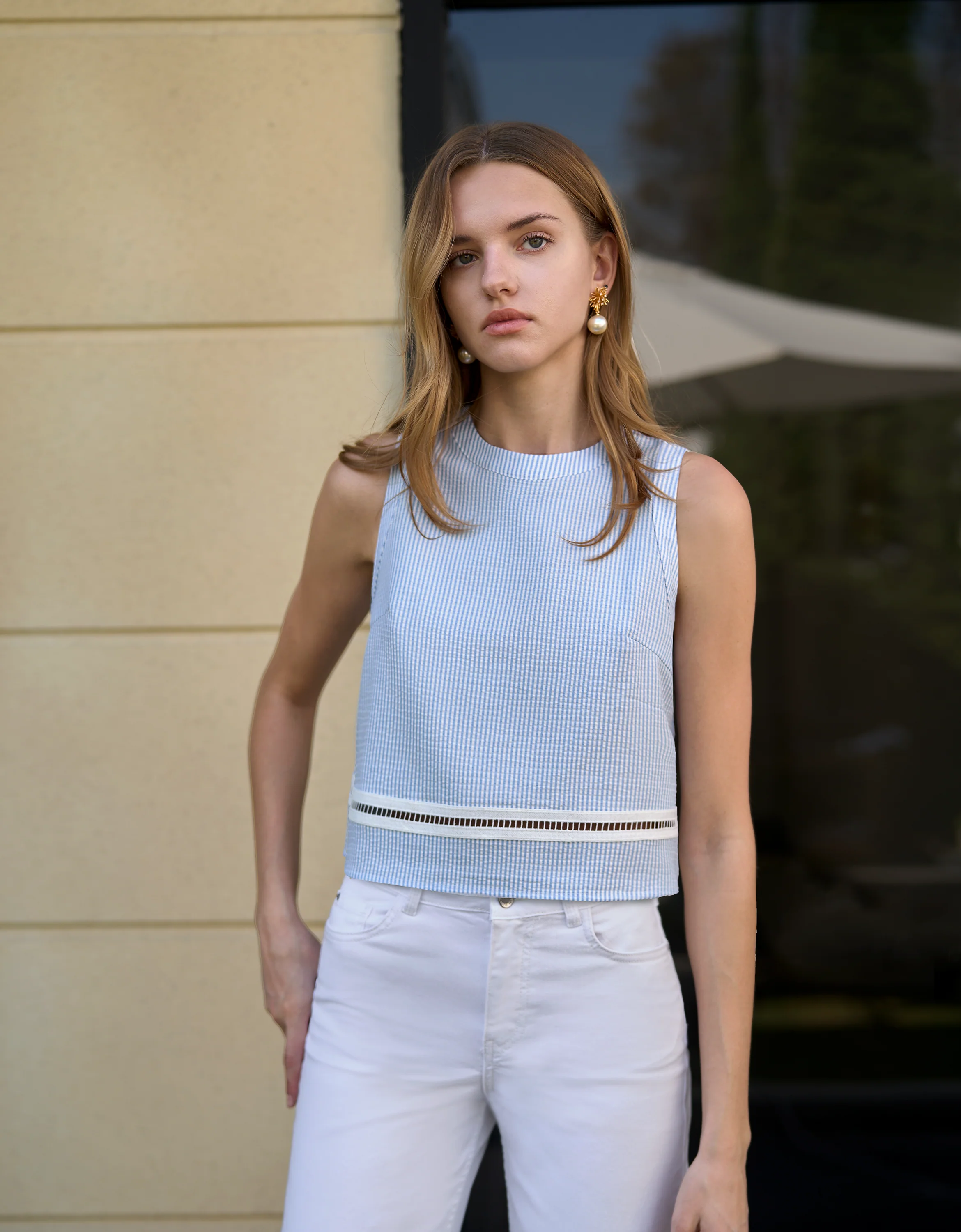 Lace Insert Striped Sleeveless Top - Image 8