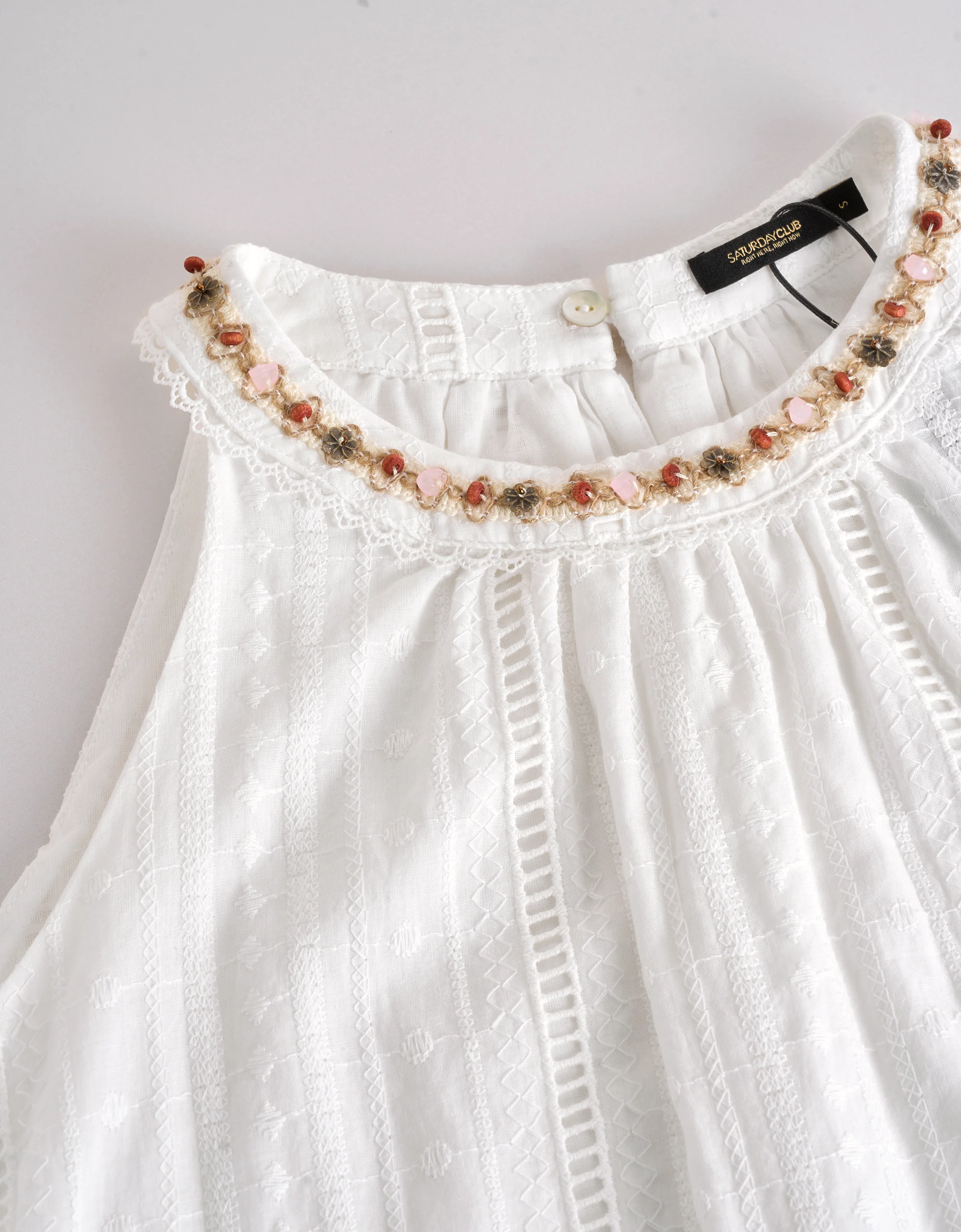 Lace Trim Embroidered Sleeveless Top - Image 6