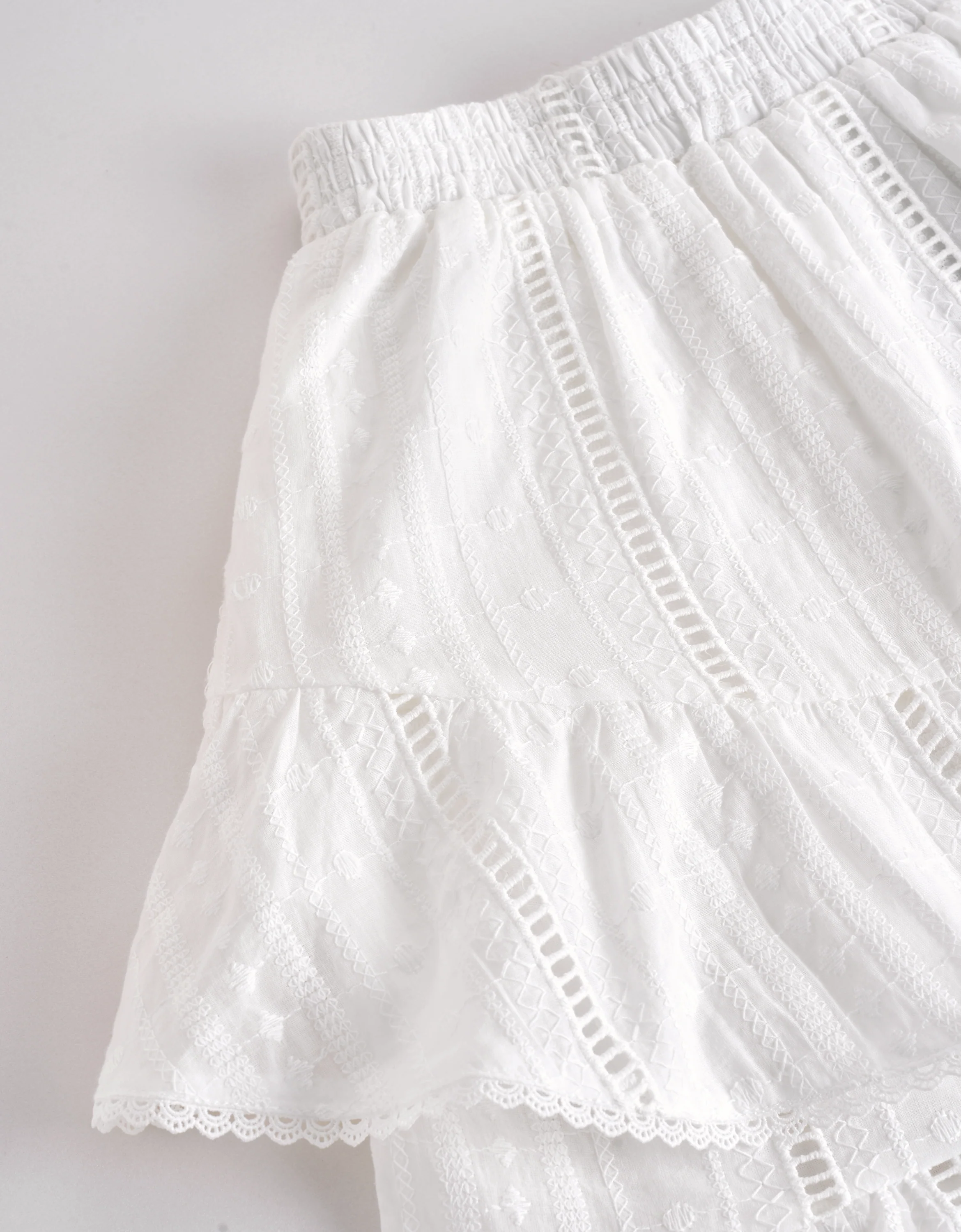 Lace Trim Embroidered Tiered Skirt - Image 6