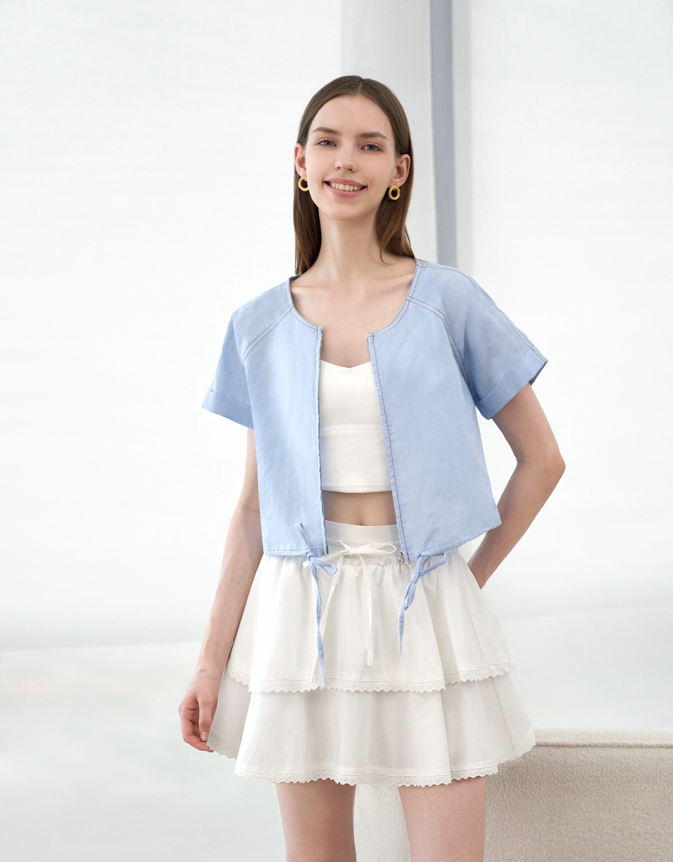 Lace Trim Layered Mini Skirt - Image 11