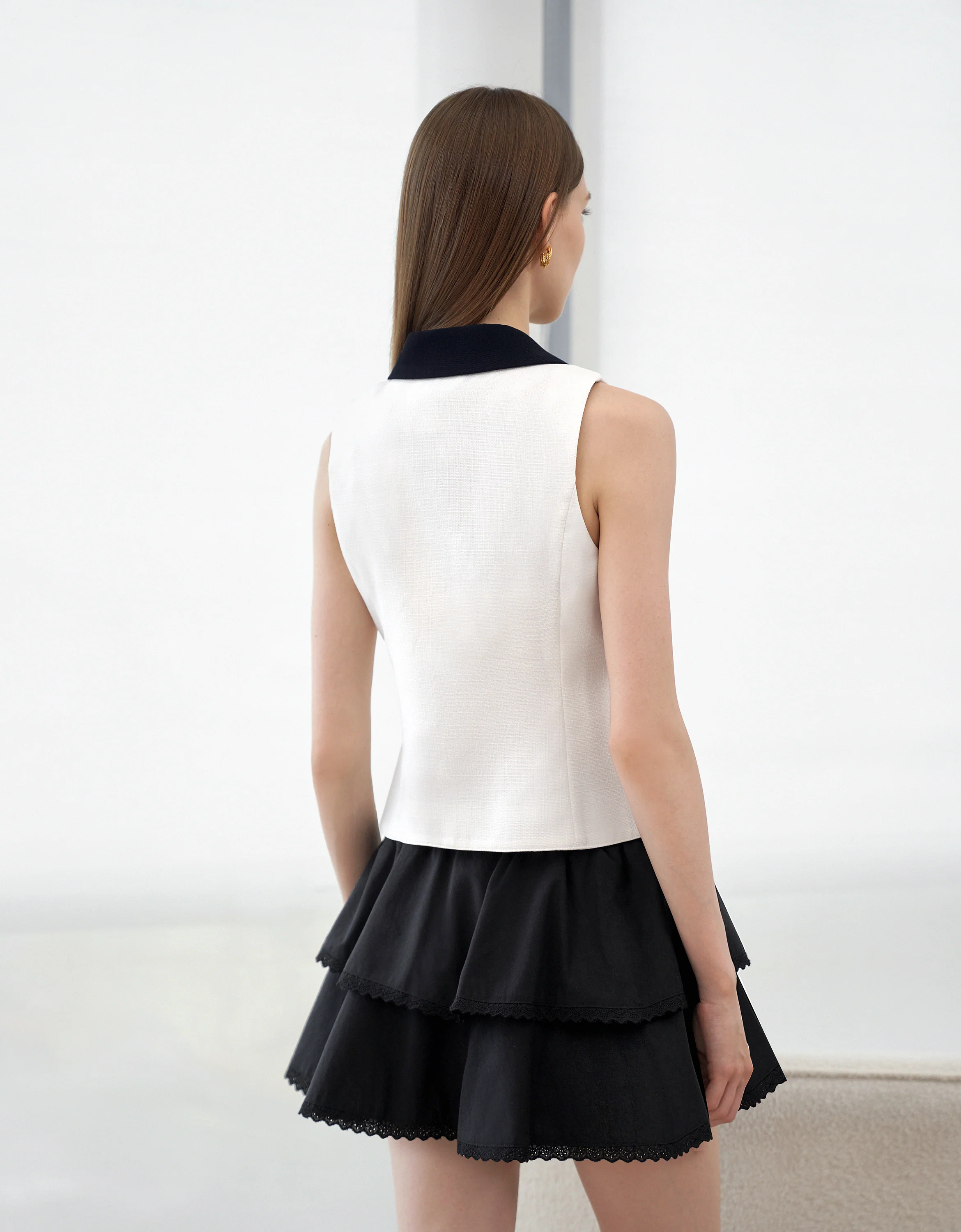 Lace Trim Layered Mini Skirt - Image 3