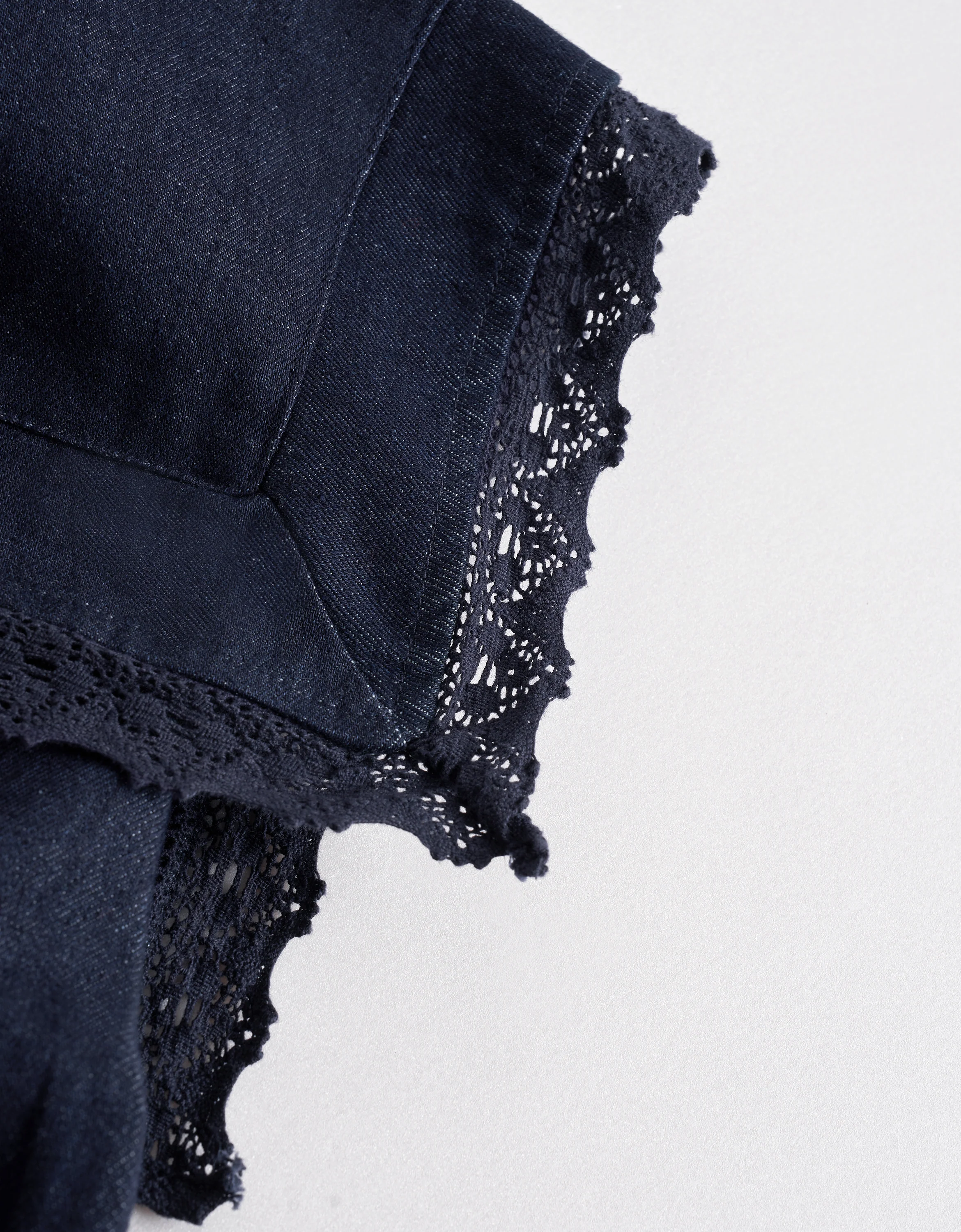 Lace Trim Ruffled Hem Denim Top - Image 6