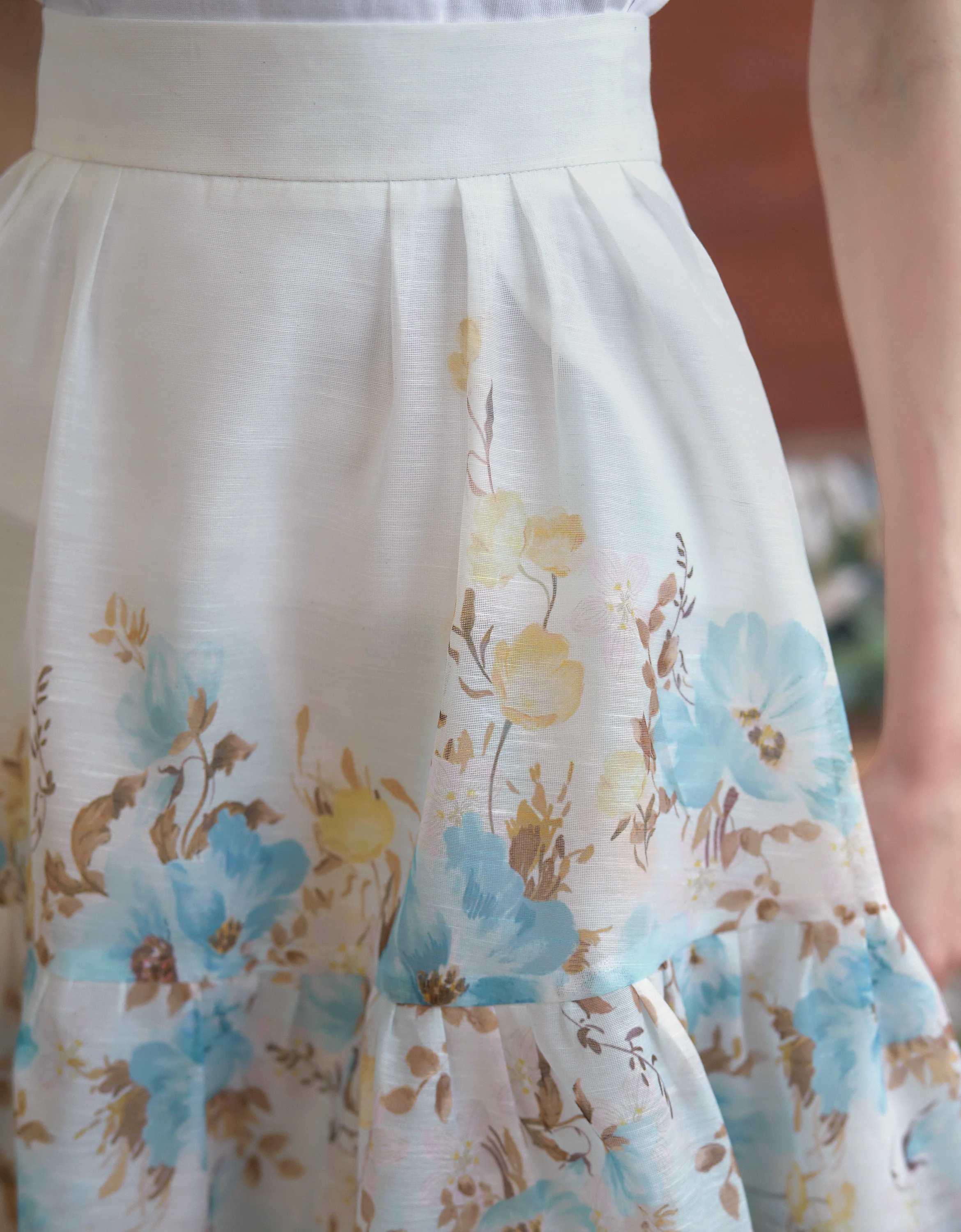 Lace Trim Ruffled Hem Floral Skirt - Image 5