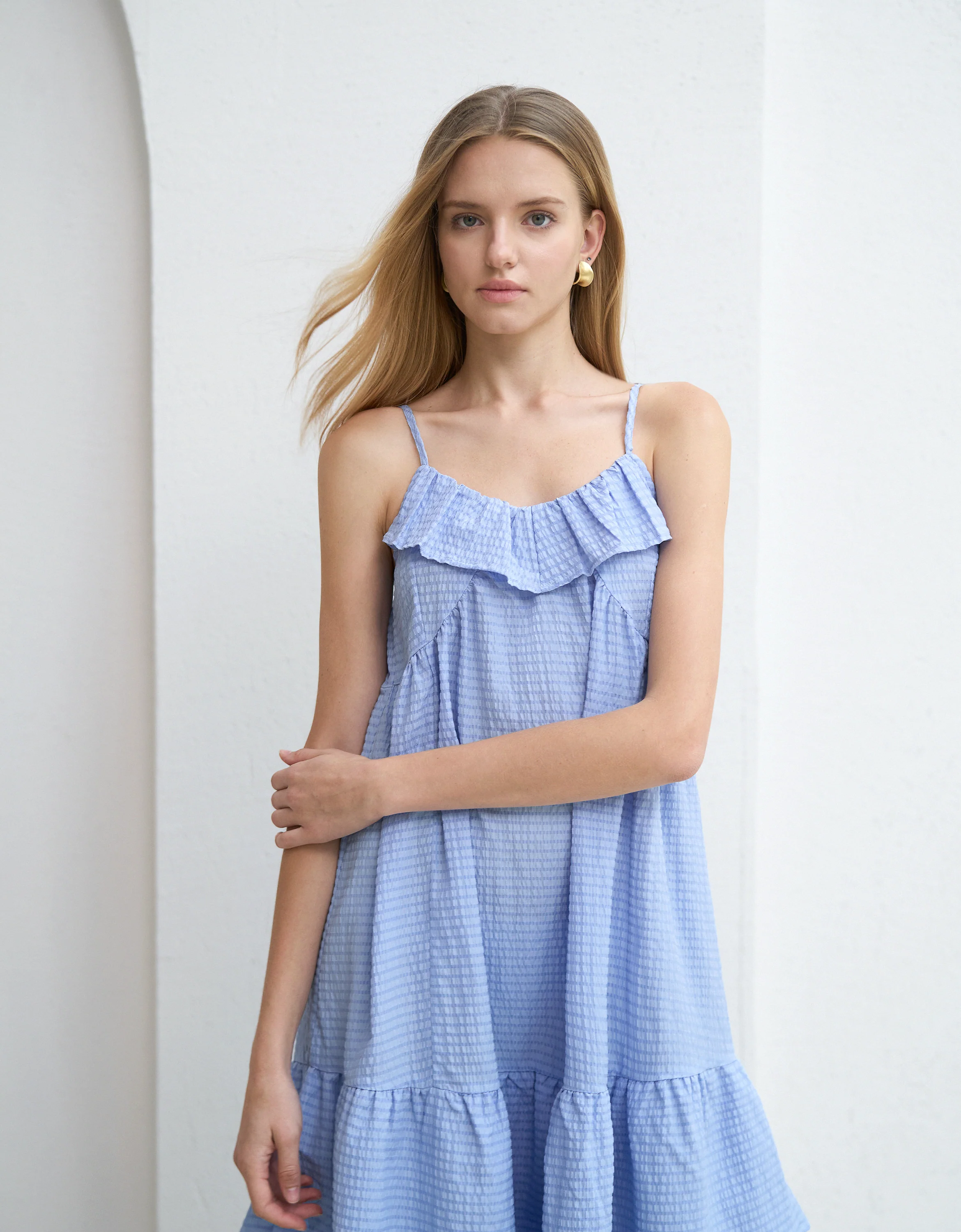 Layered Ruffled Hem Plaid Dress - Image 2
