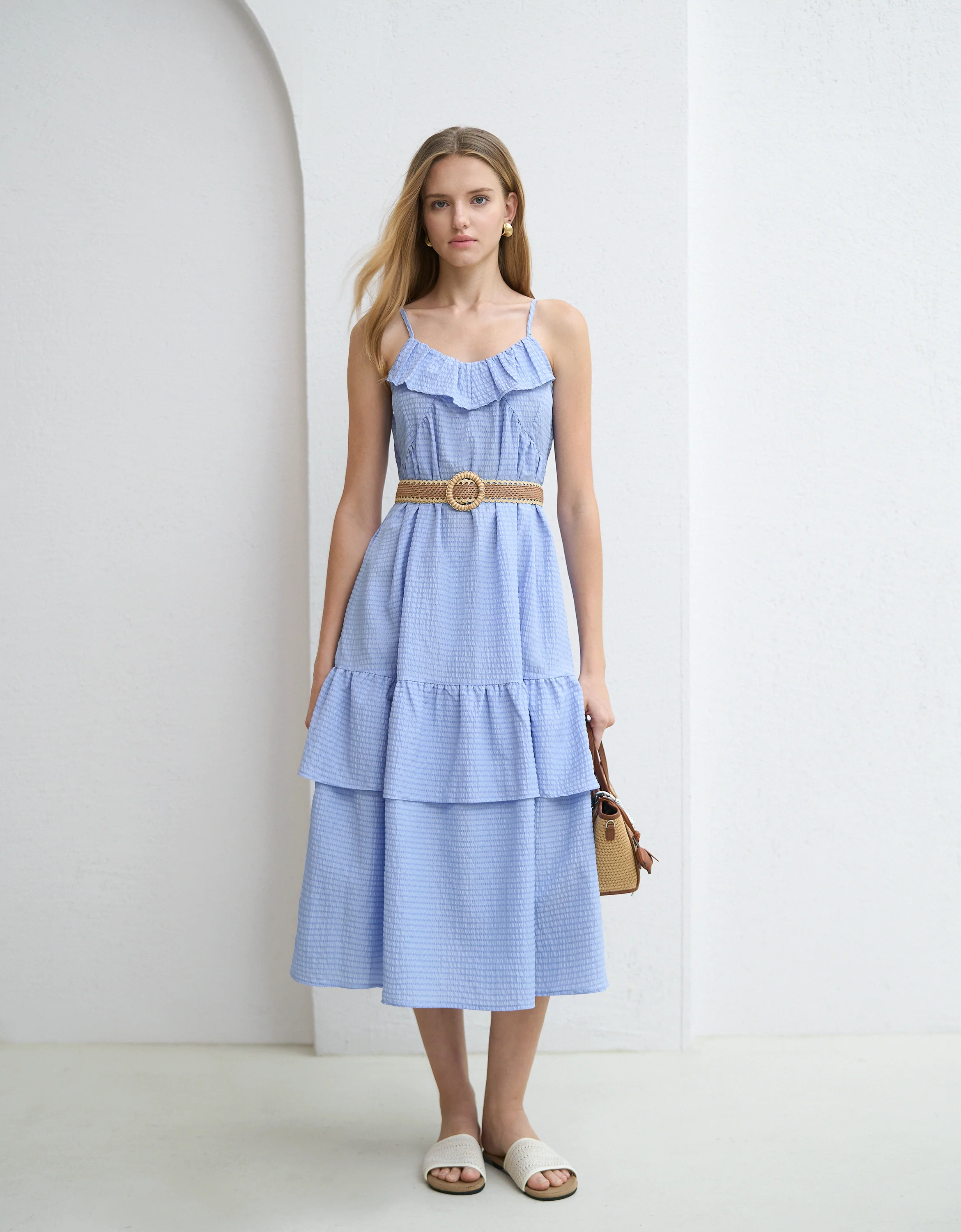 Layered Ruffled Hem Plaid Dress - Image 4
