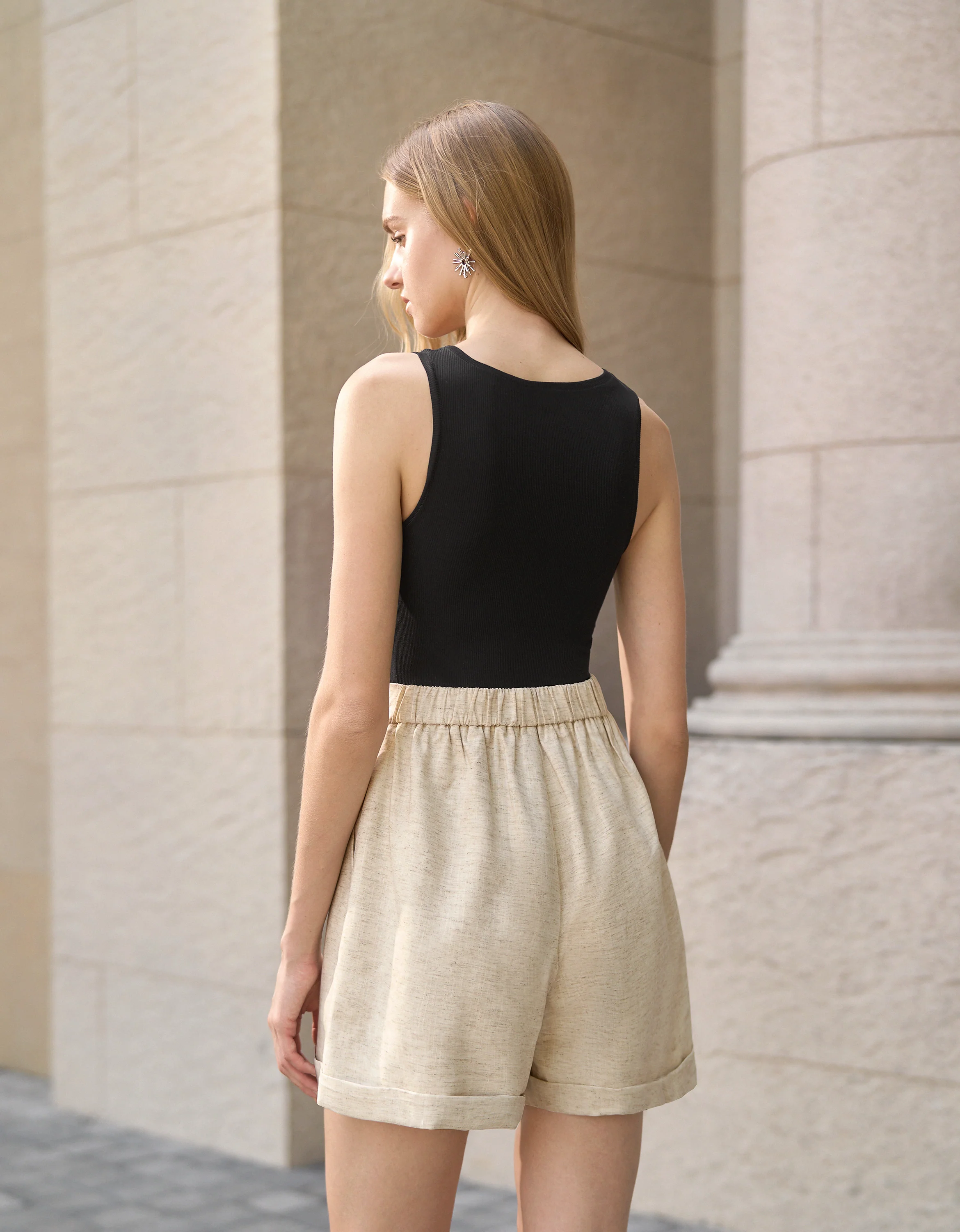 Linen-blend Rolled Hem Shorts - Image 4
