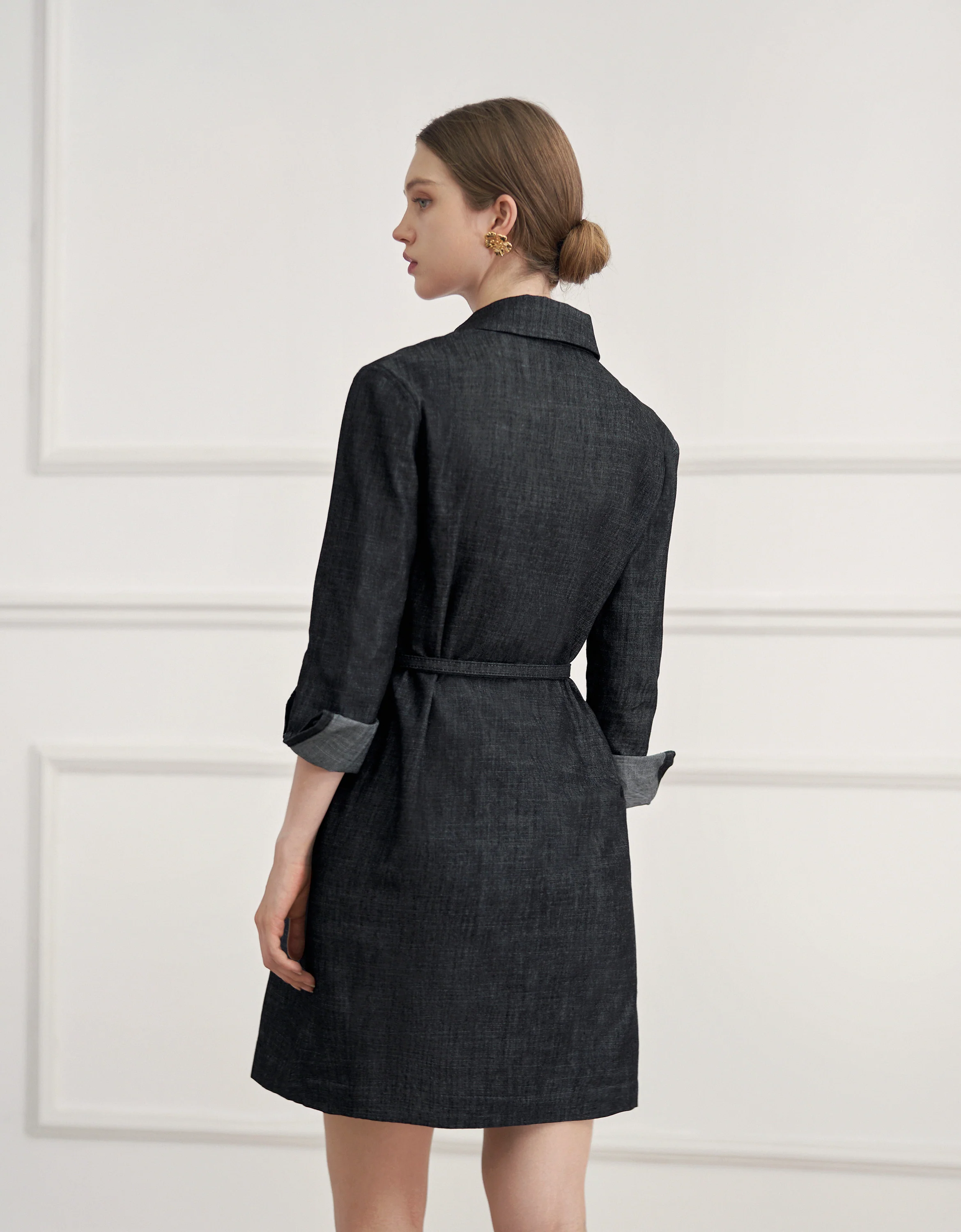 Long Sleeve Denim Shirt Dress - Image 6