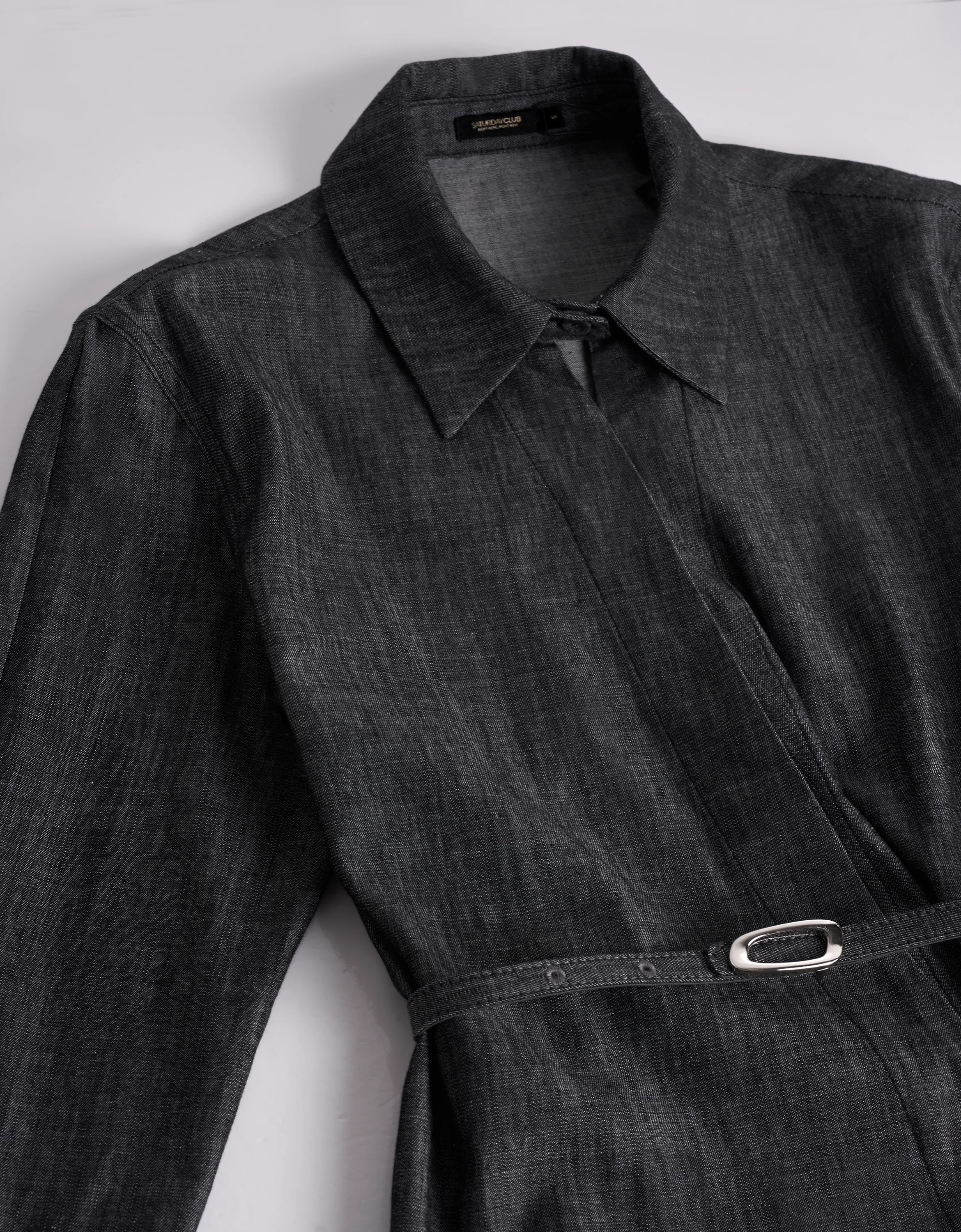 Long Sleeve Denim Shirt Dress - Image 7