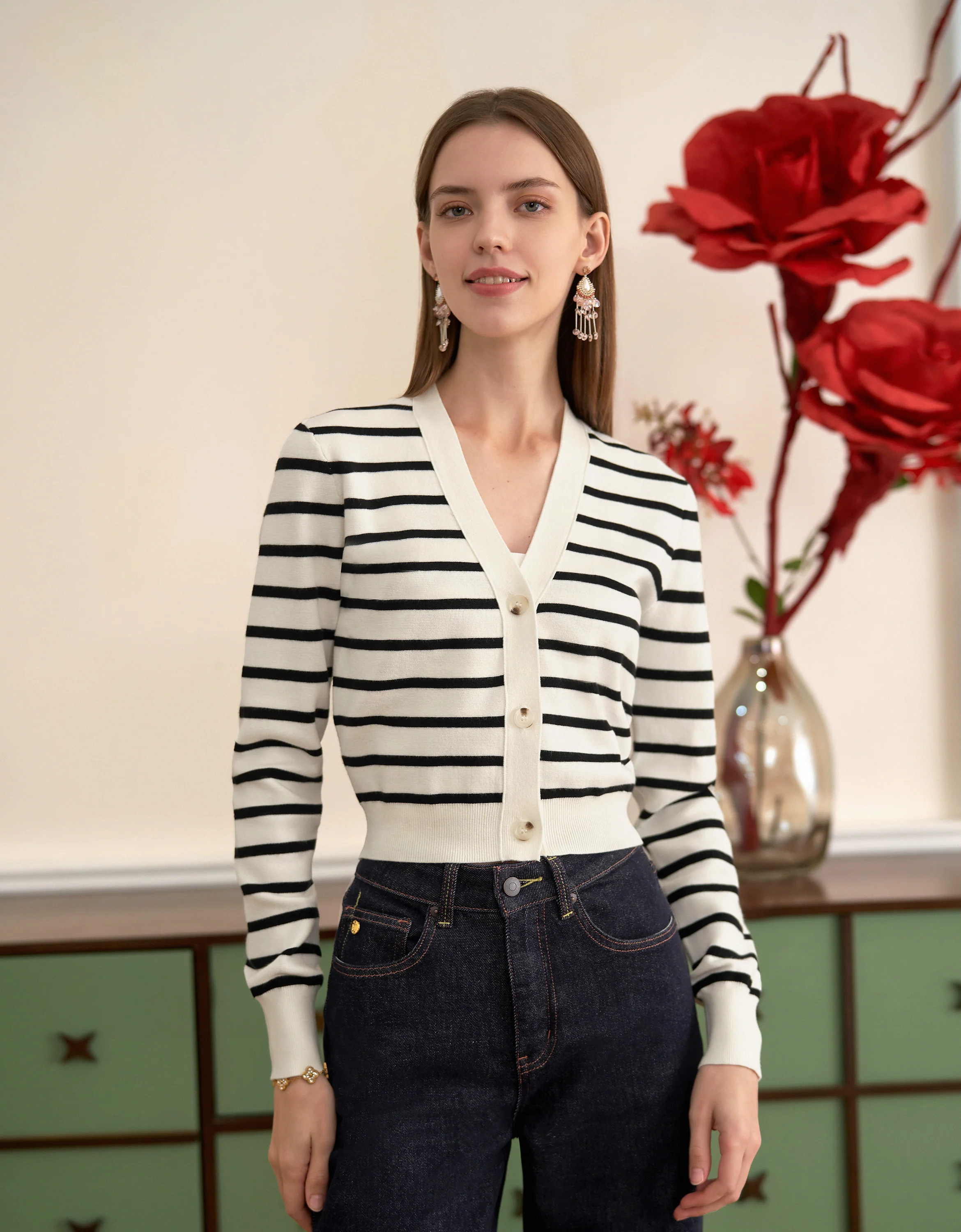Long Sleeve Striped Cardigan - Image 5