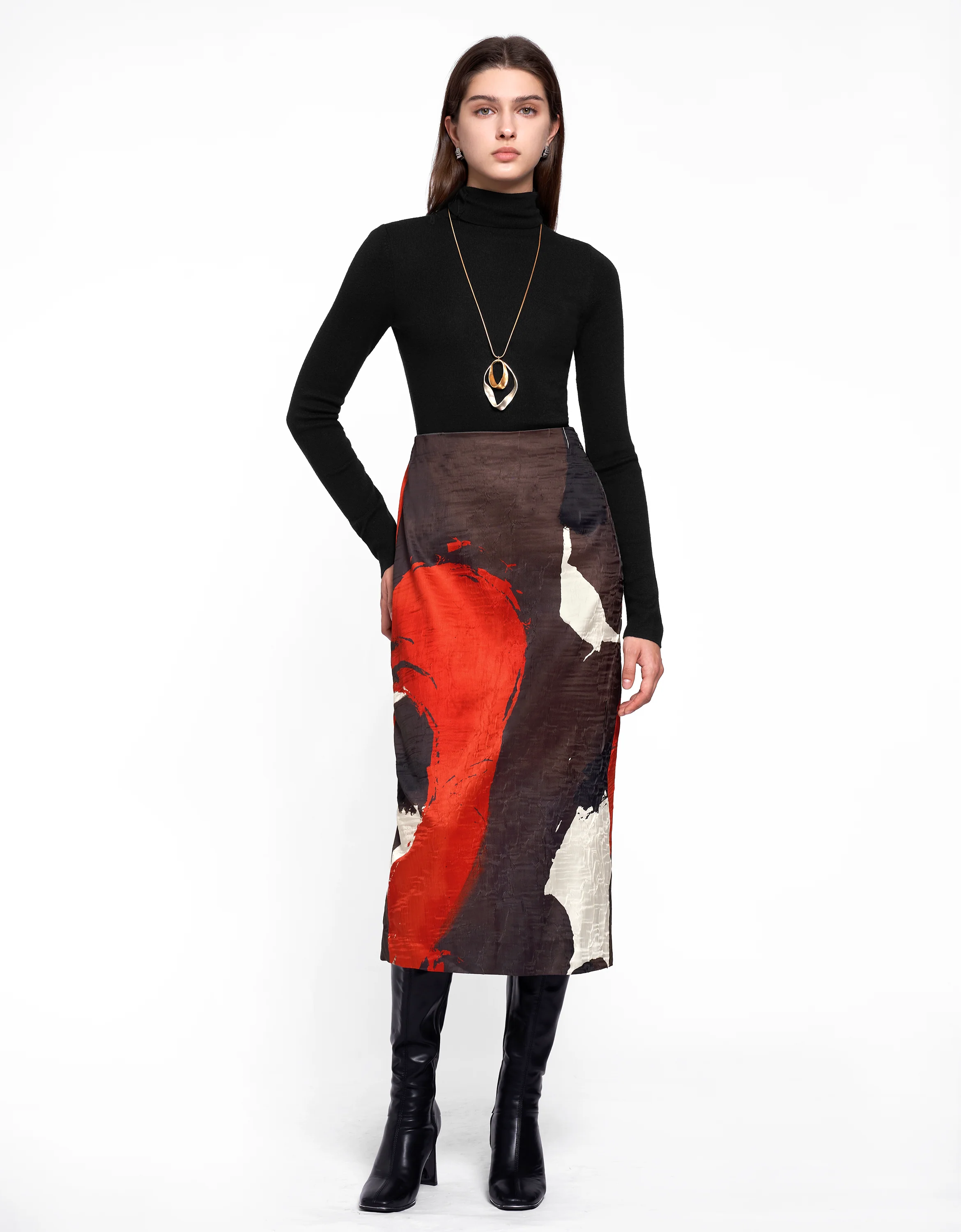 Long Sleeve Turtleneck Knit Top - Image 3