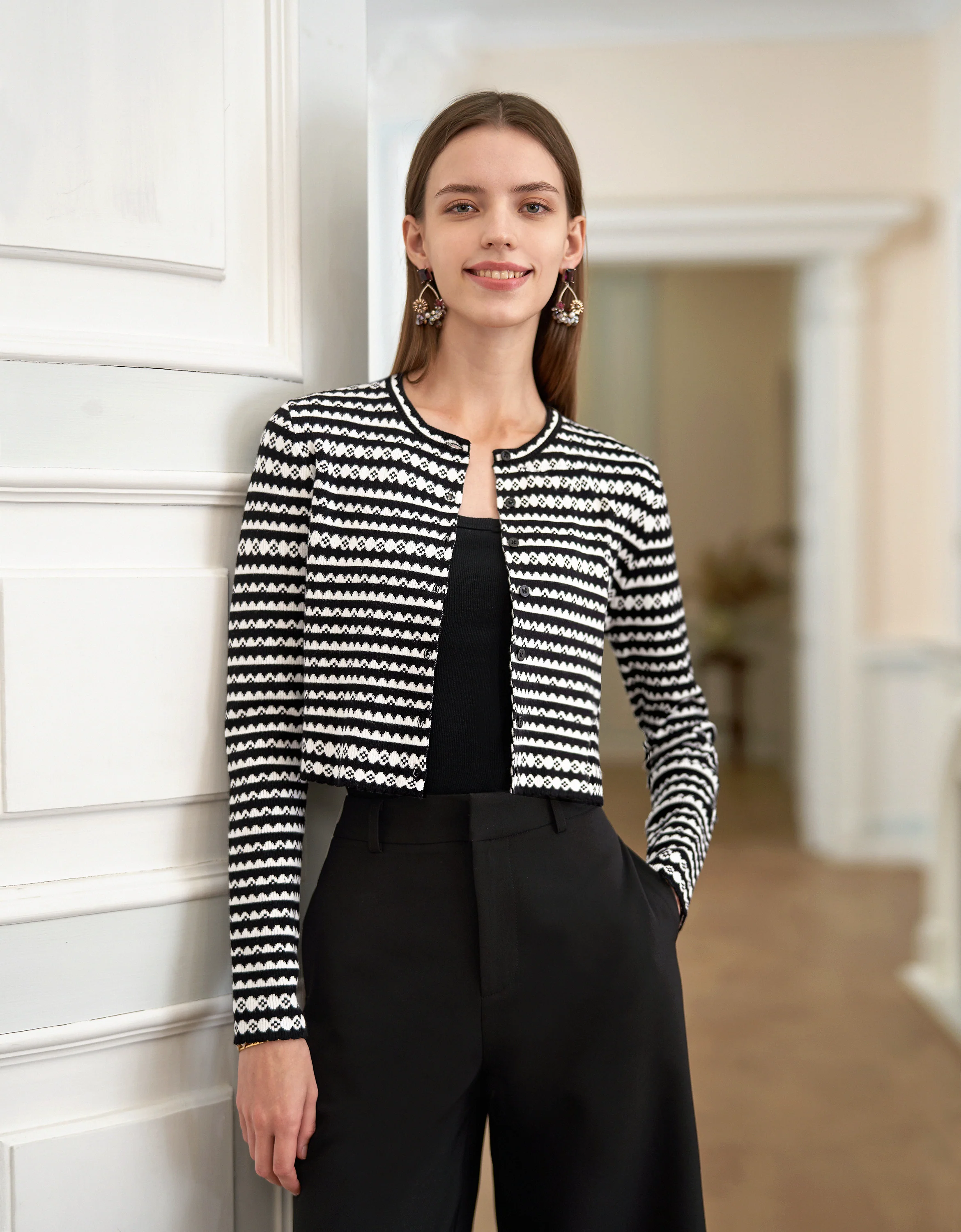 Long Sleeve Wavy Striped Cardigan