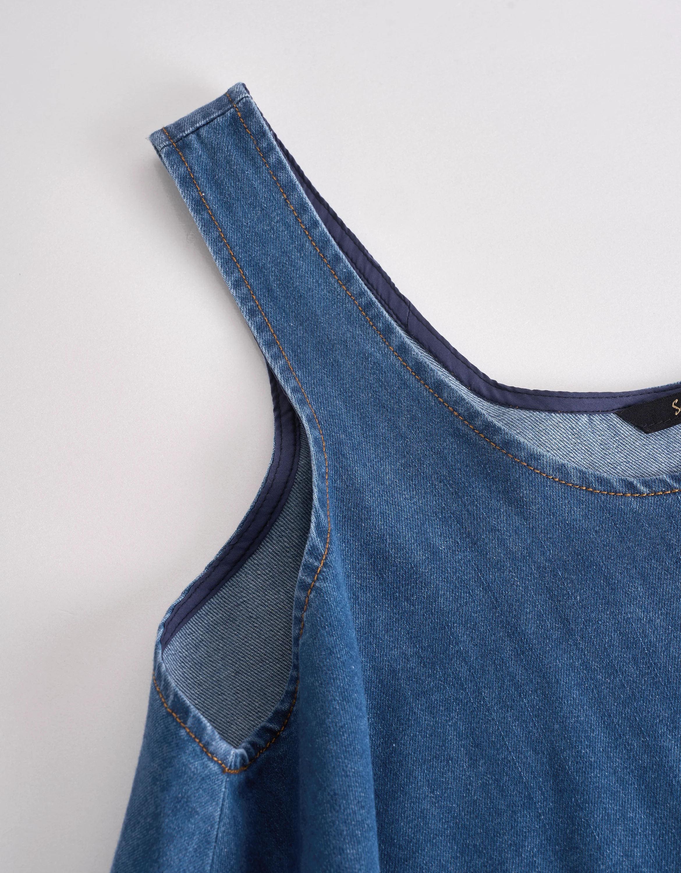 Loose Fit Sleeveless Denim Dress - Image 6