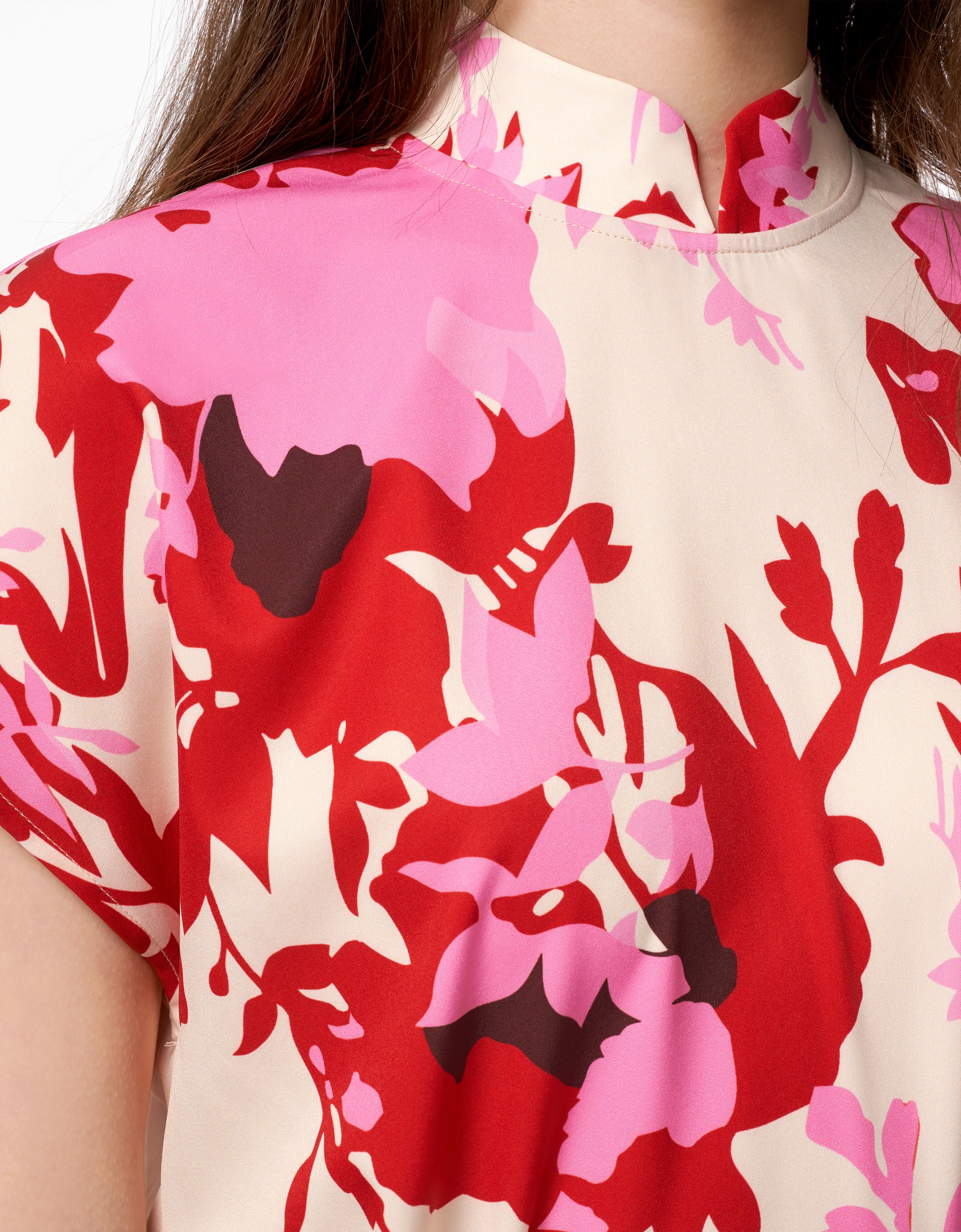 Mandarin Neck Floral Print Blouse - Image 4