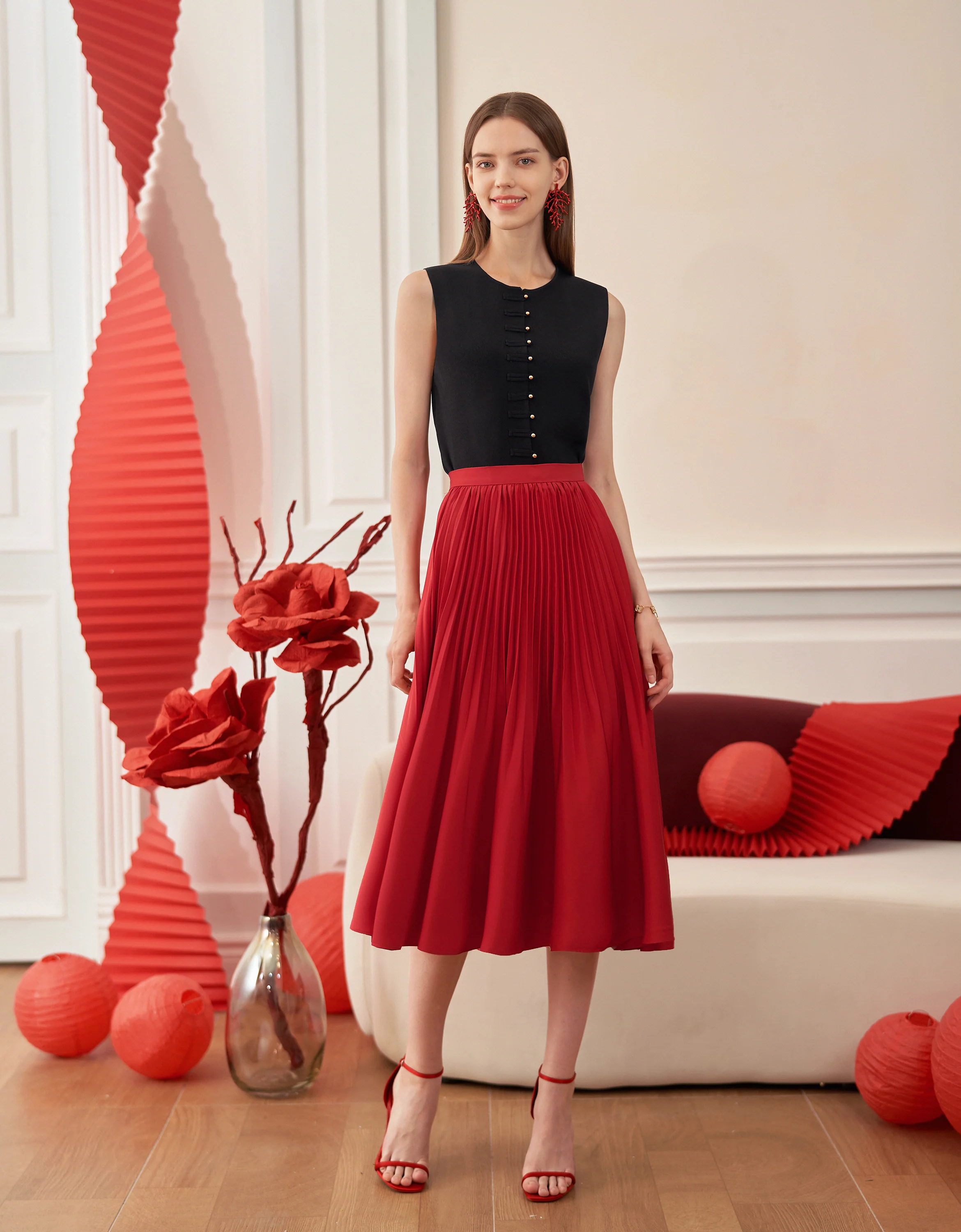 Mandarin Style Button Sleeveless Top - Image 2
