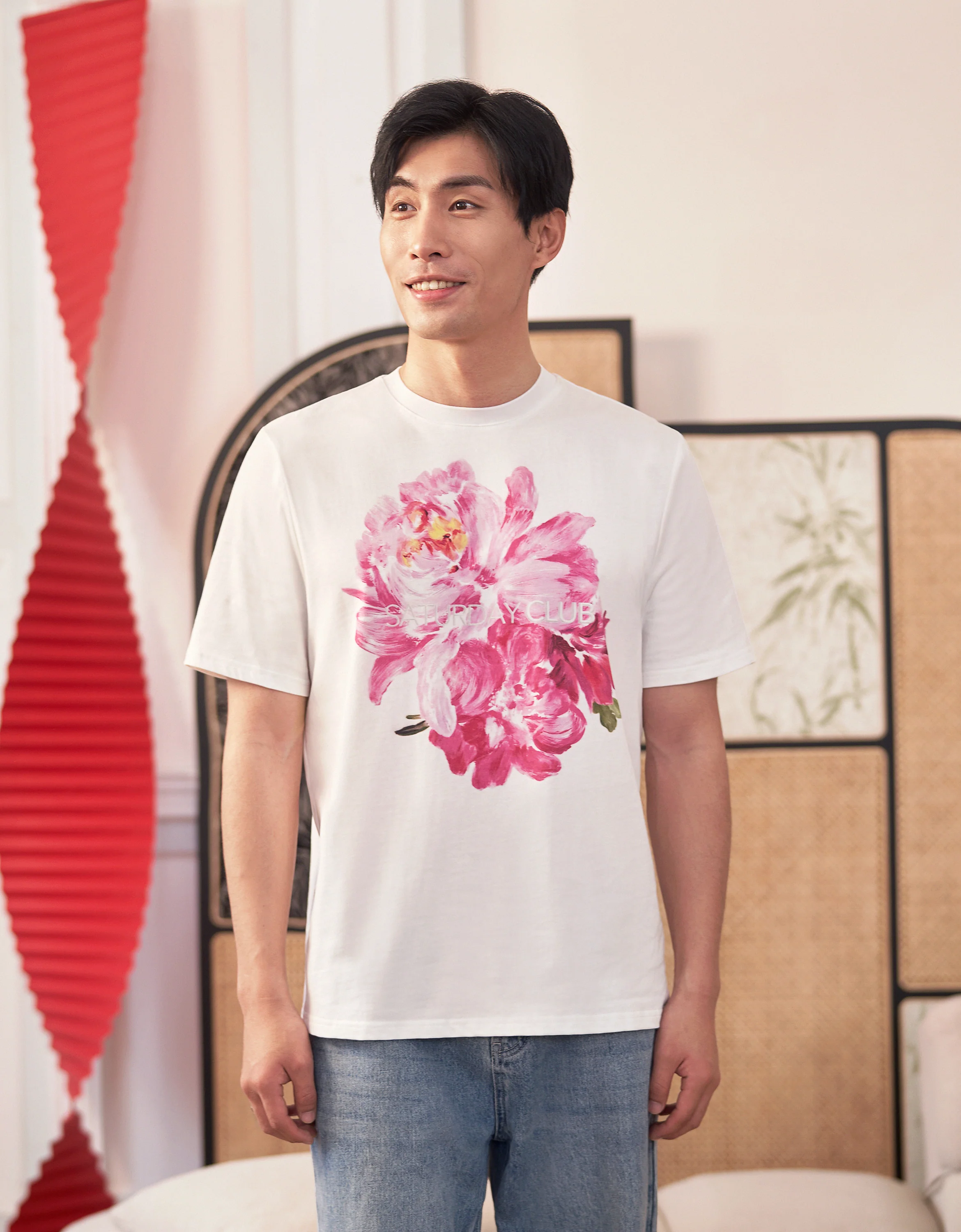 Men's Floral Print Logo T-Shirt - Image 5