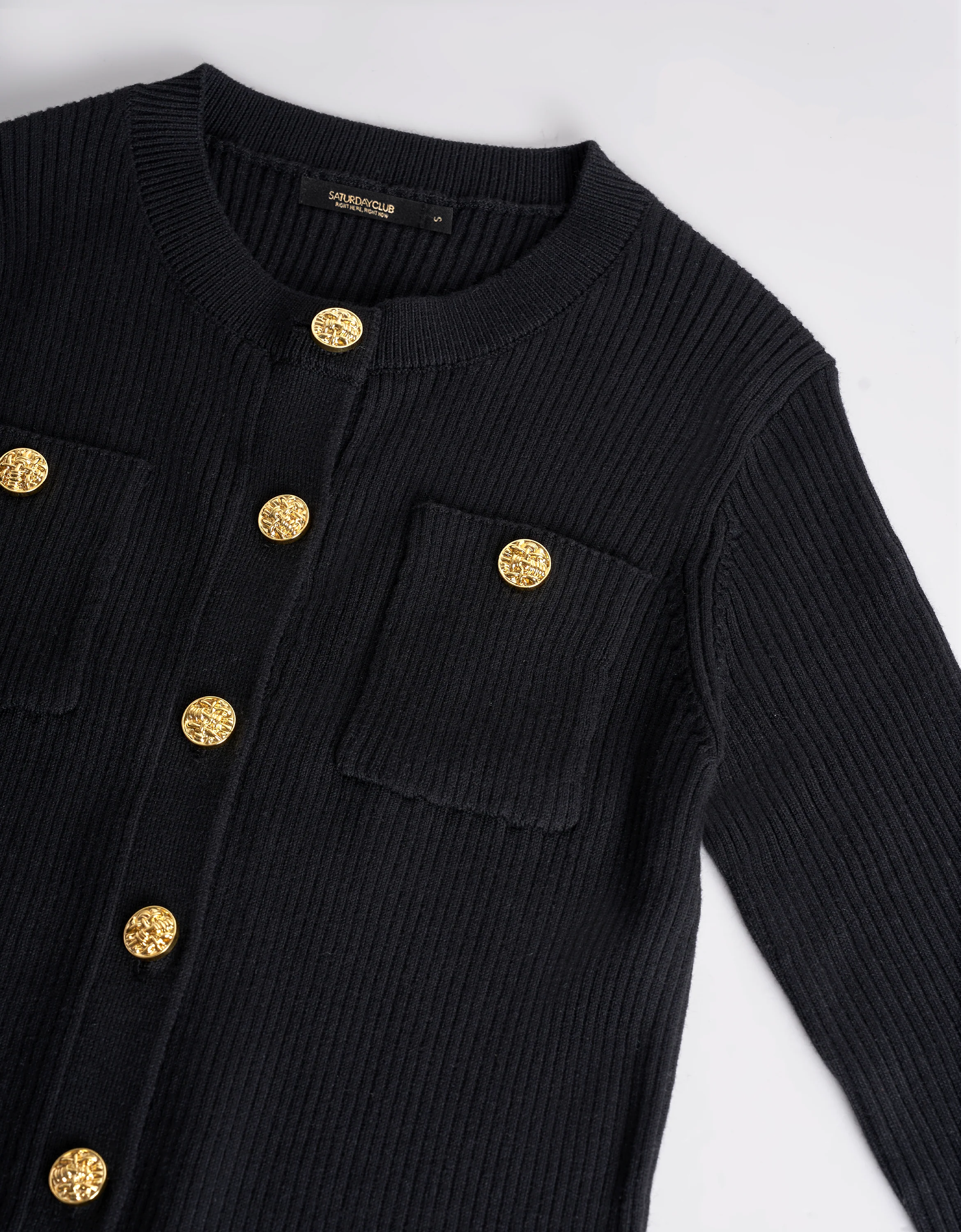 Metal Button Long Sleeve Knit Top - Image 4