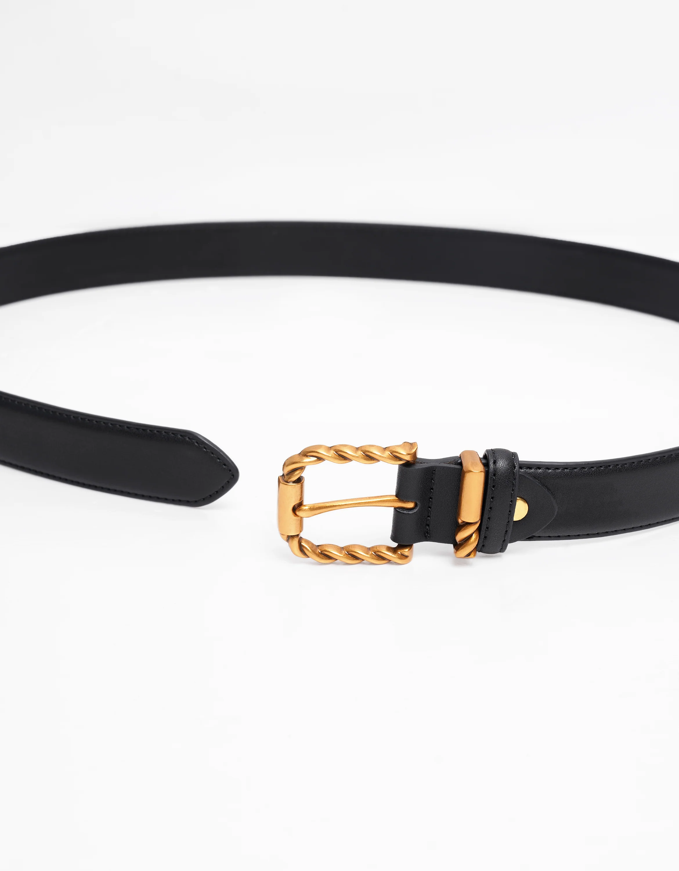 Metal Twist Buckle Leather Belt - Image 3