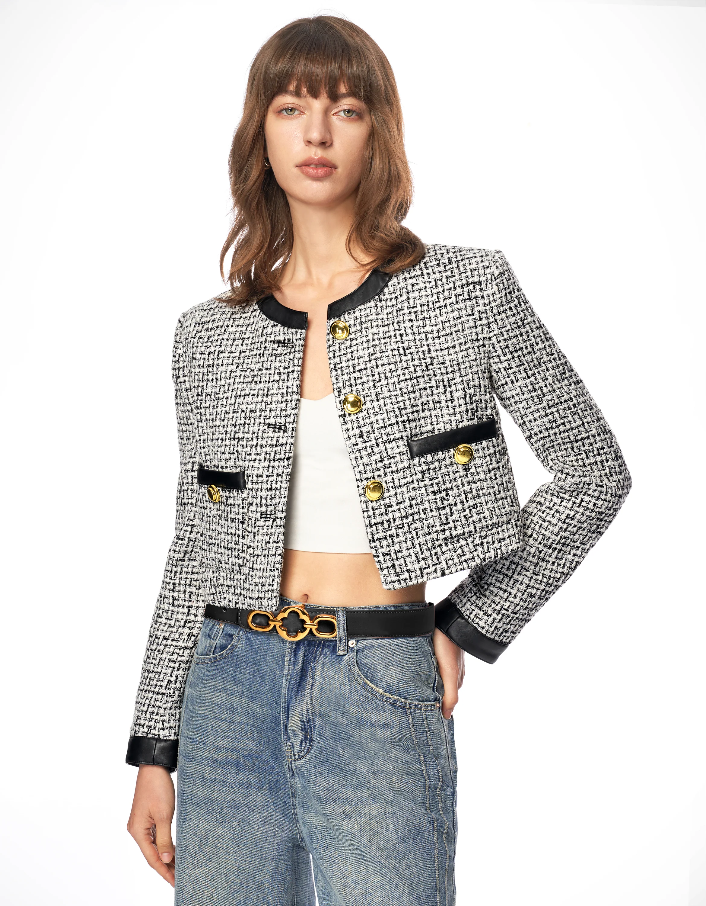 Metallic Buckle Leather Belt - Image 5