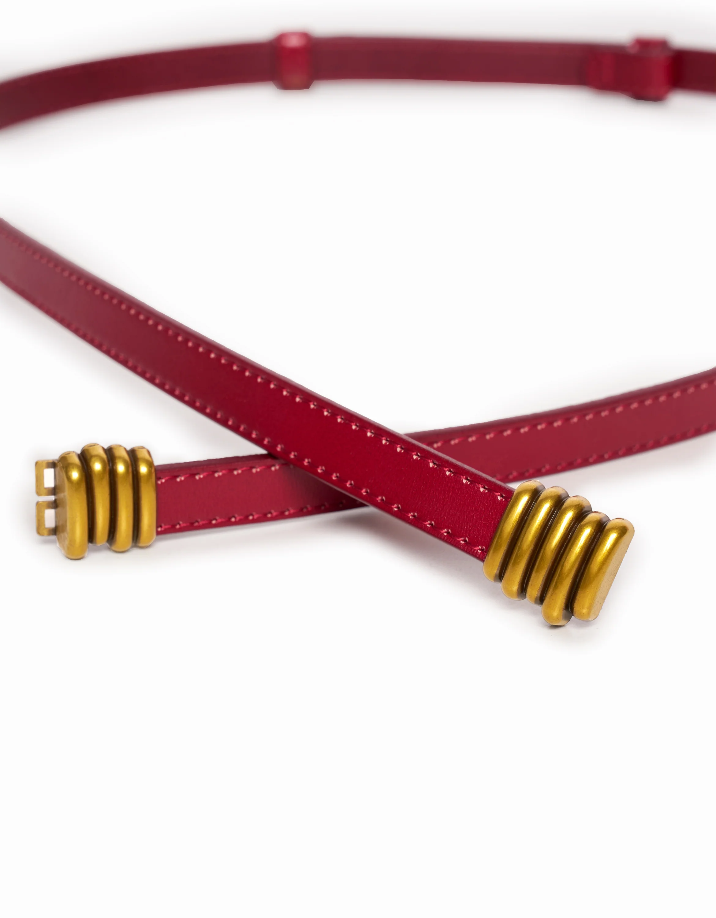 Metallic Detail Leather Thin Belt - Image 10