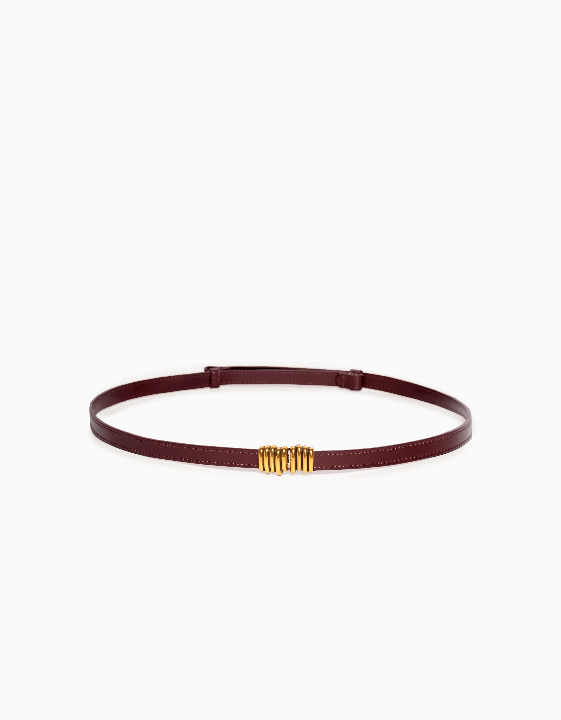 Metallic Detail Leather Thin Belt - Image 11