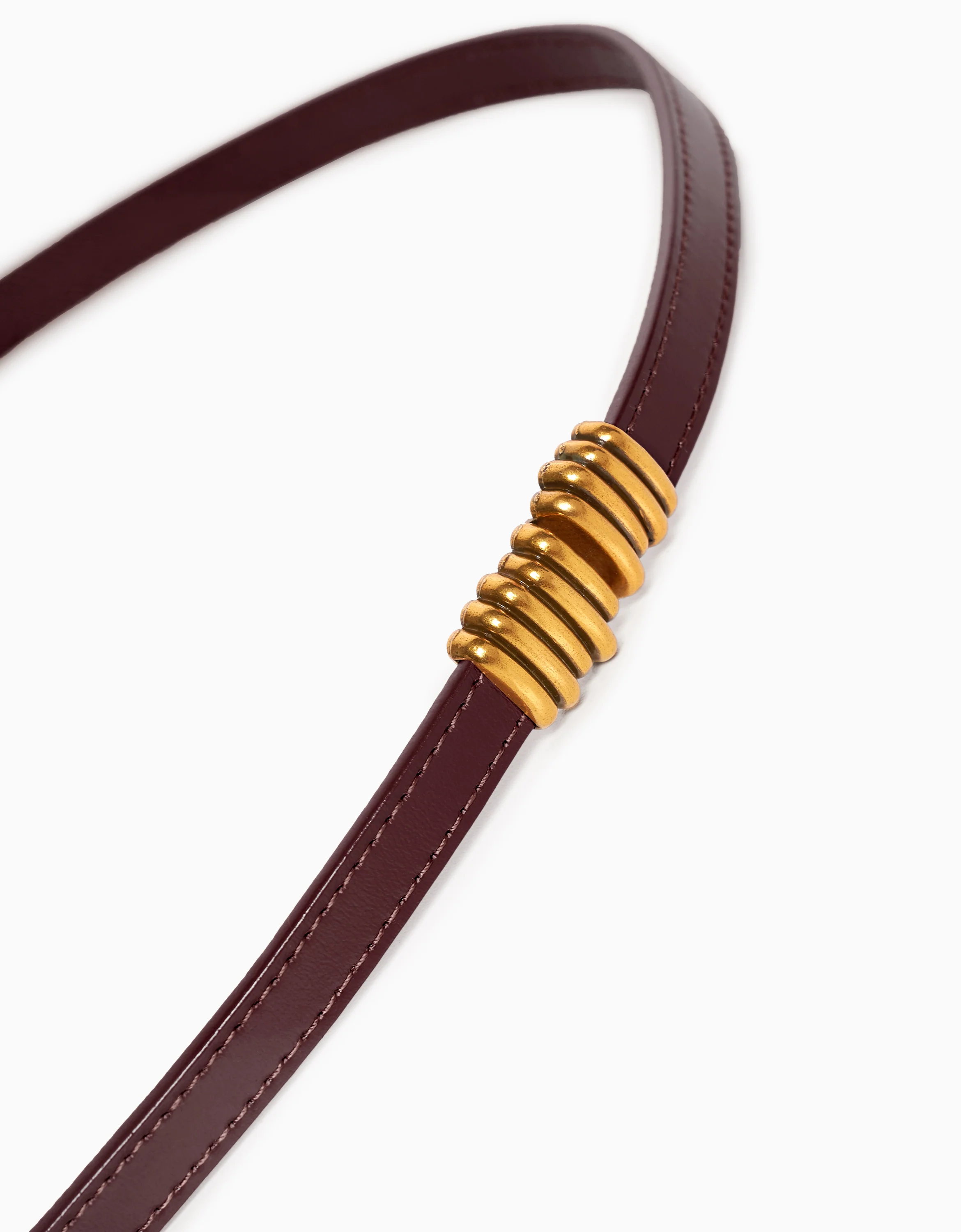 Metallic Detail Leather Thin Belt - Image 12